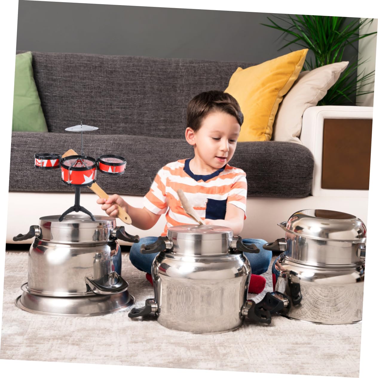 HONMEET Kids Drum Set - 5-Piece Musical Instrument Toy for Toddlers & Children, Red - Perfect for Early Learning, Birthday Gifts & Pretend Play