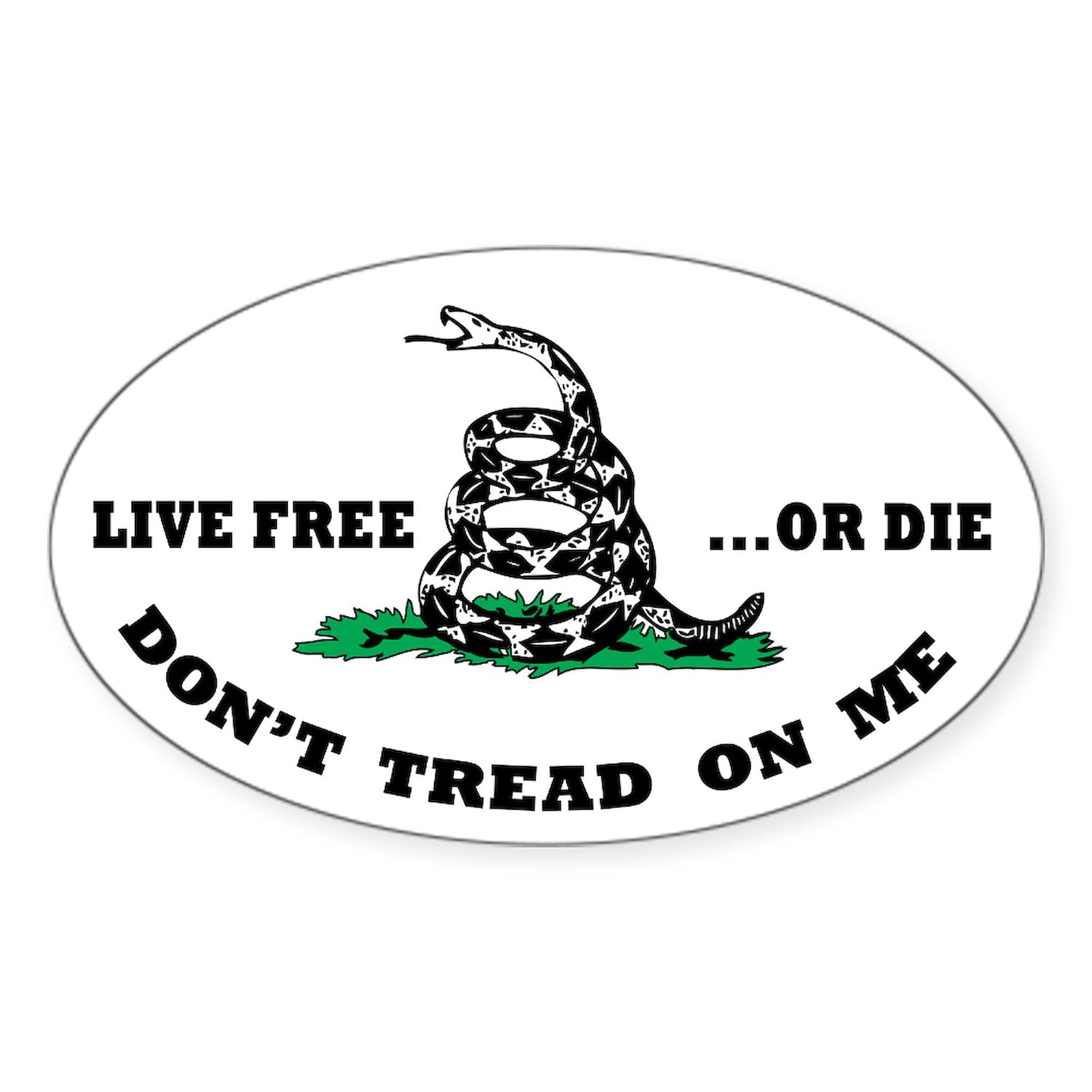 Don't Tread On Me Oval Bumper Sticker - Live Free or Die Decal for Cars, Trucks & Motorcycles - Patriotic American Flag Vinyl Sticker for Windows, Laptops & Coolers