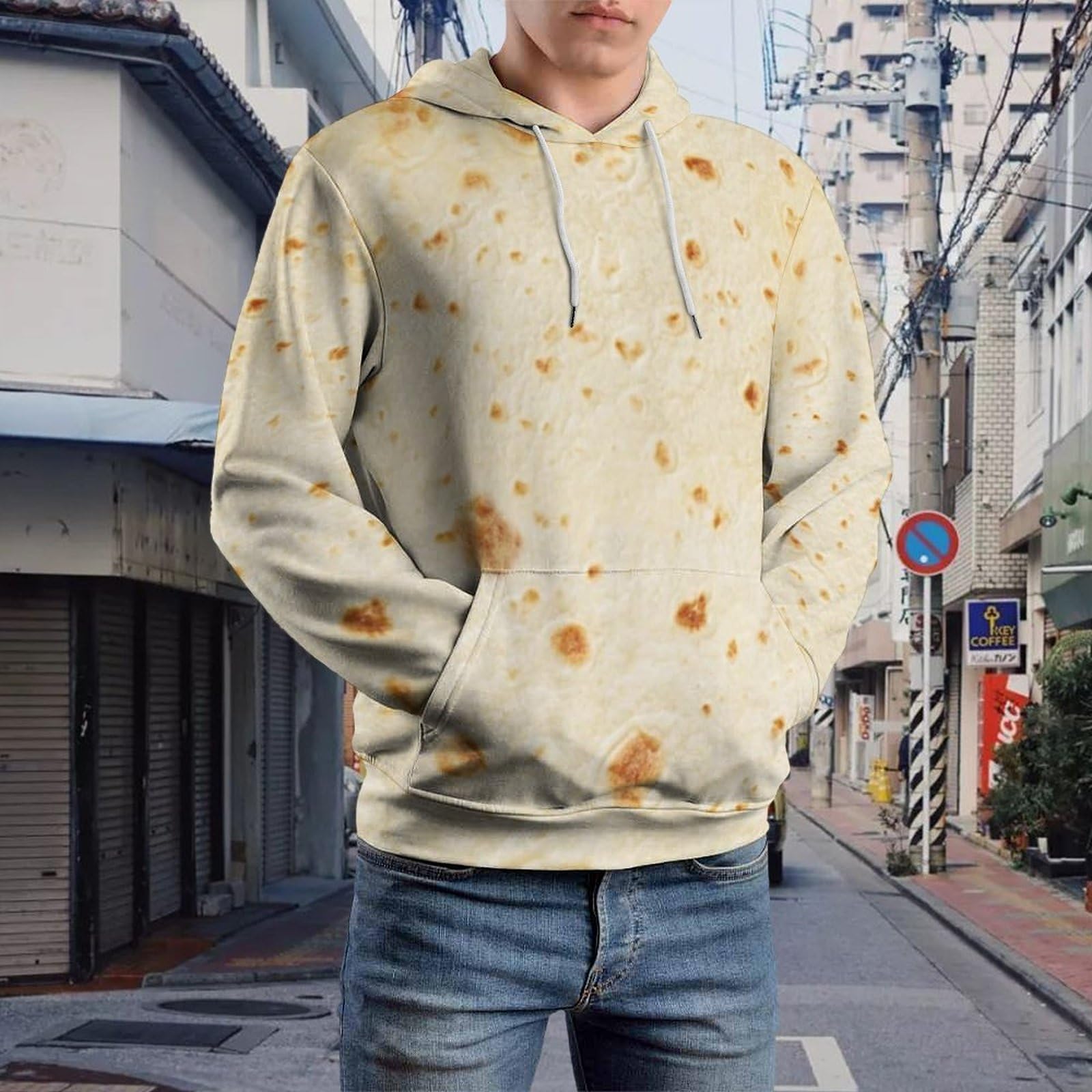 Italian Pizza Dough Print Men's Pullover Hoodie - Cozy Casual Sweatshirt for Pizza Lovers, Gaming & Lounge Wear