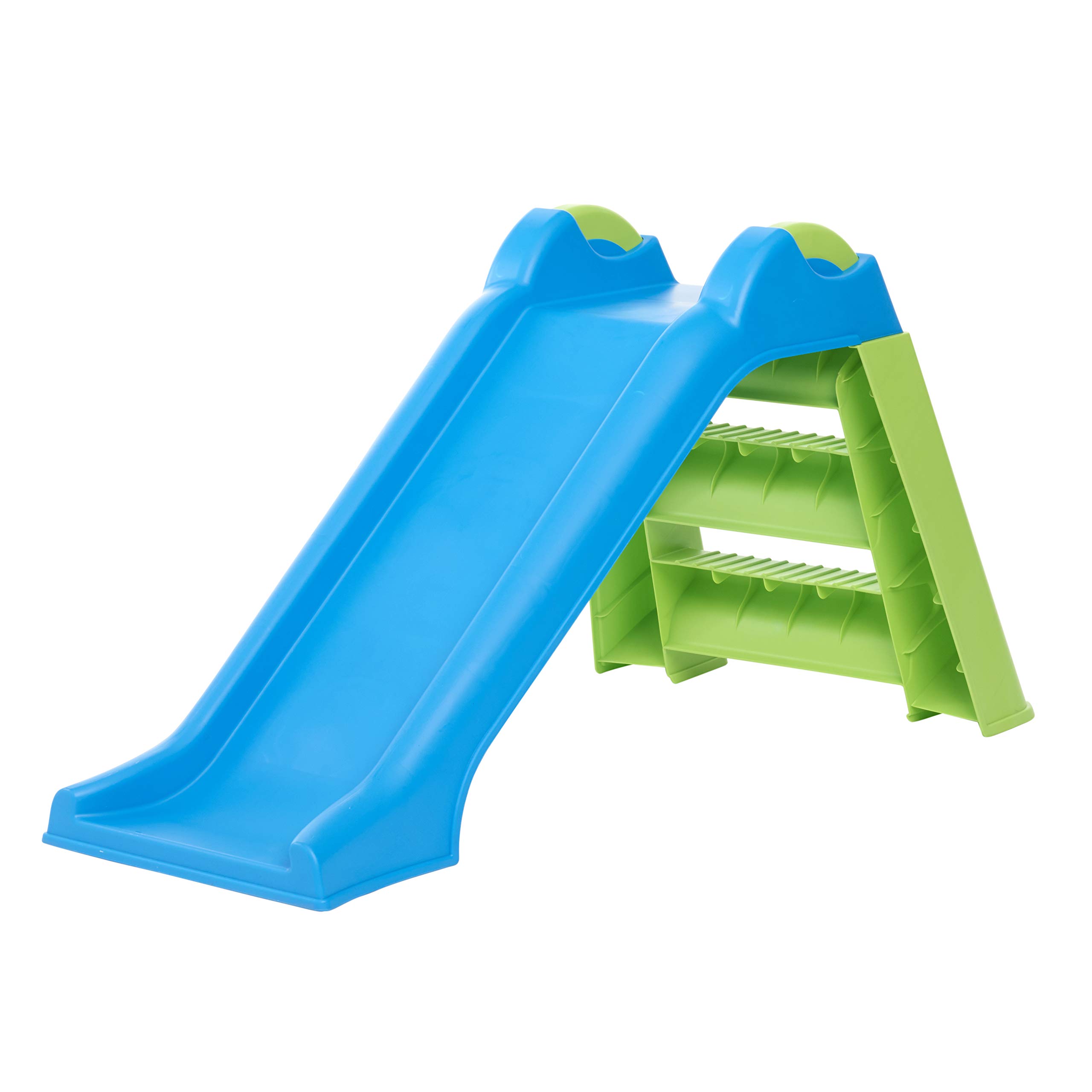 Best American Plastic Toys for Kids - Indoor/Outdoor Deluxe Slide with Safety Features | Green Children's Play Slide for Backyard, Park, Daycare & Playground Fun