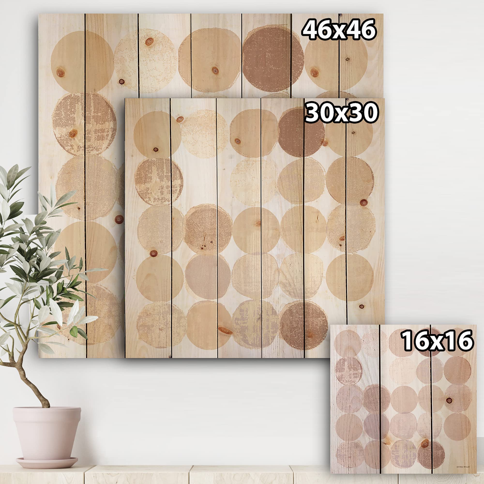 DesignQ Pink Geometric Wood Wall Art - Abstract Pine Decor for Living Room