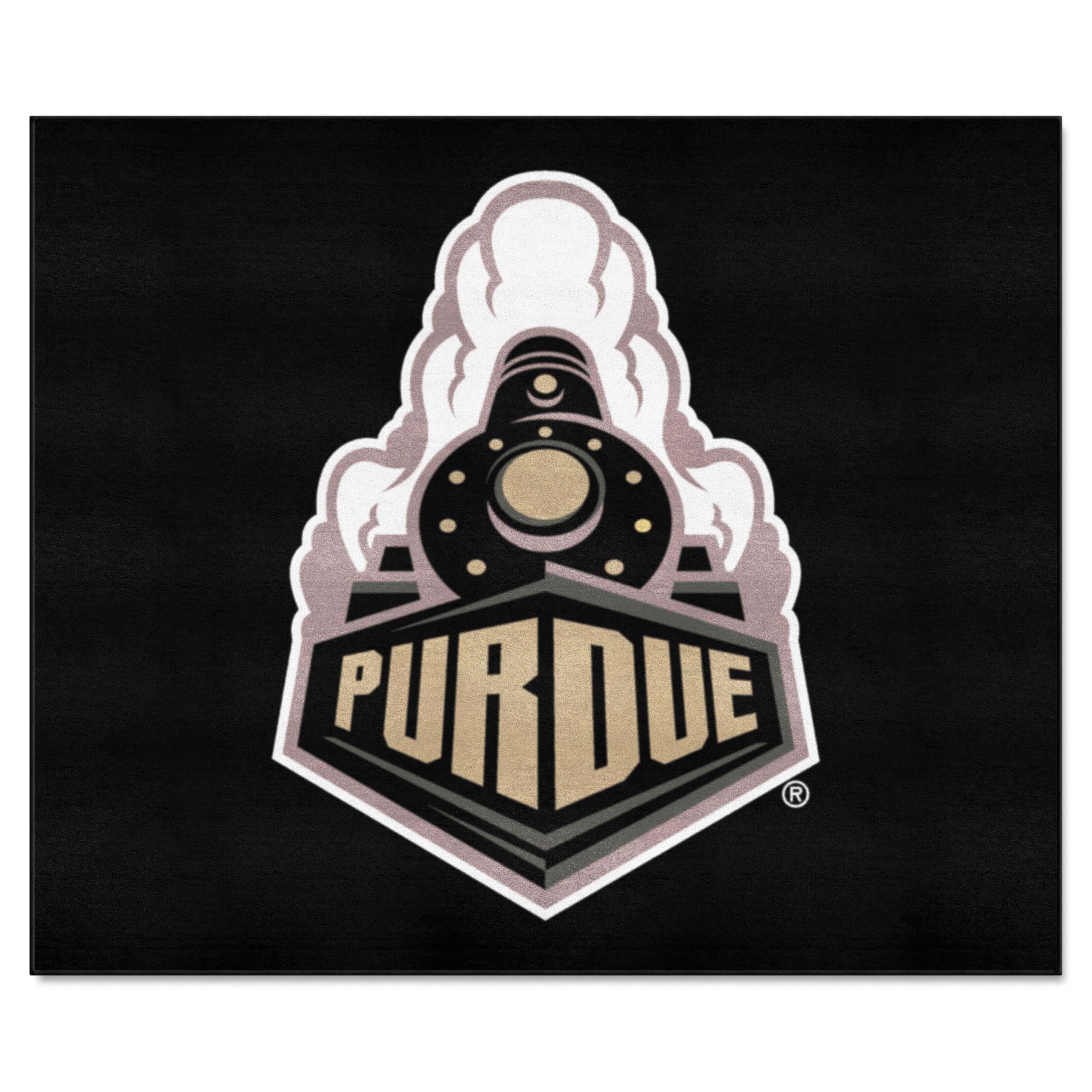 FANMATS 1075 Purdue Boilermakers Tailgater Rug - 5ft x 6ft College Sports Fan Area Rug for Home Decor, Game Room & Tailgating - Train Secondary Logo - Perfect for Dorms, Man Caves & Football Parties
