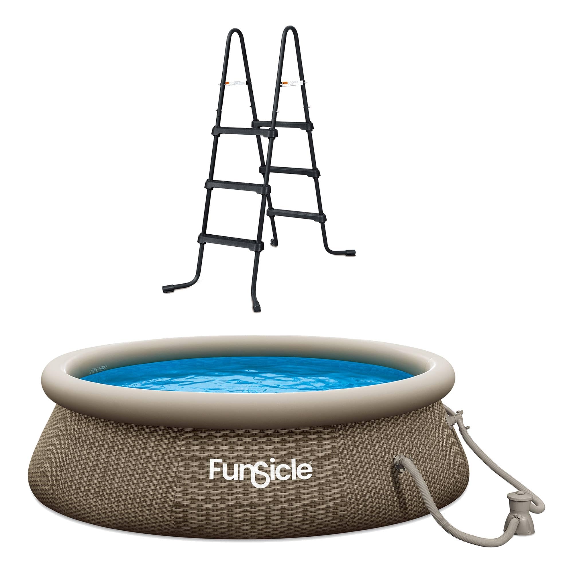 Funsicle SureStep 36 Inch 3-Step Lightweight Plastic Above Ground Pool Ladder with QuickSet 10' x 30