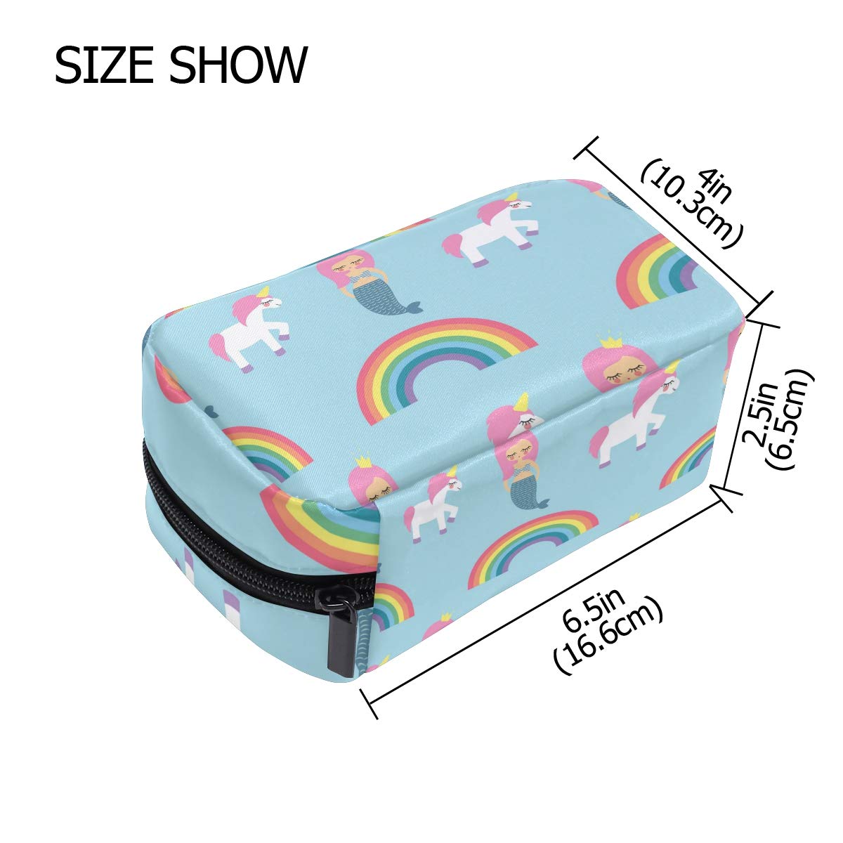 Waterproof Travel Makeup Bag for Women - Large Cosmetic Organizer with Mermaid & Unicorn Design - Perfect for Vacation, Gym, and Daily Use