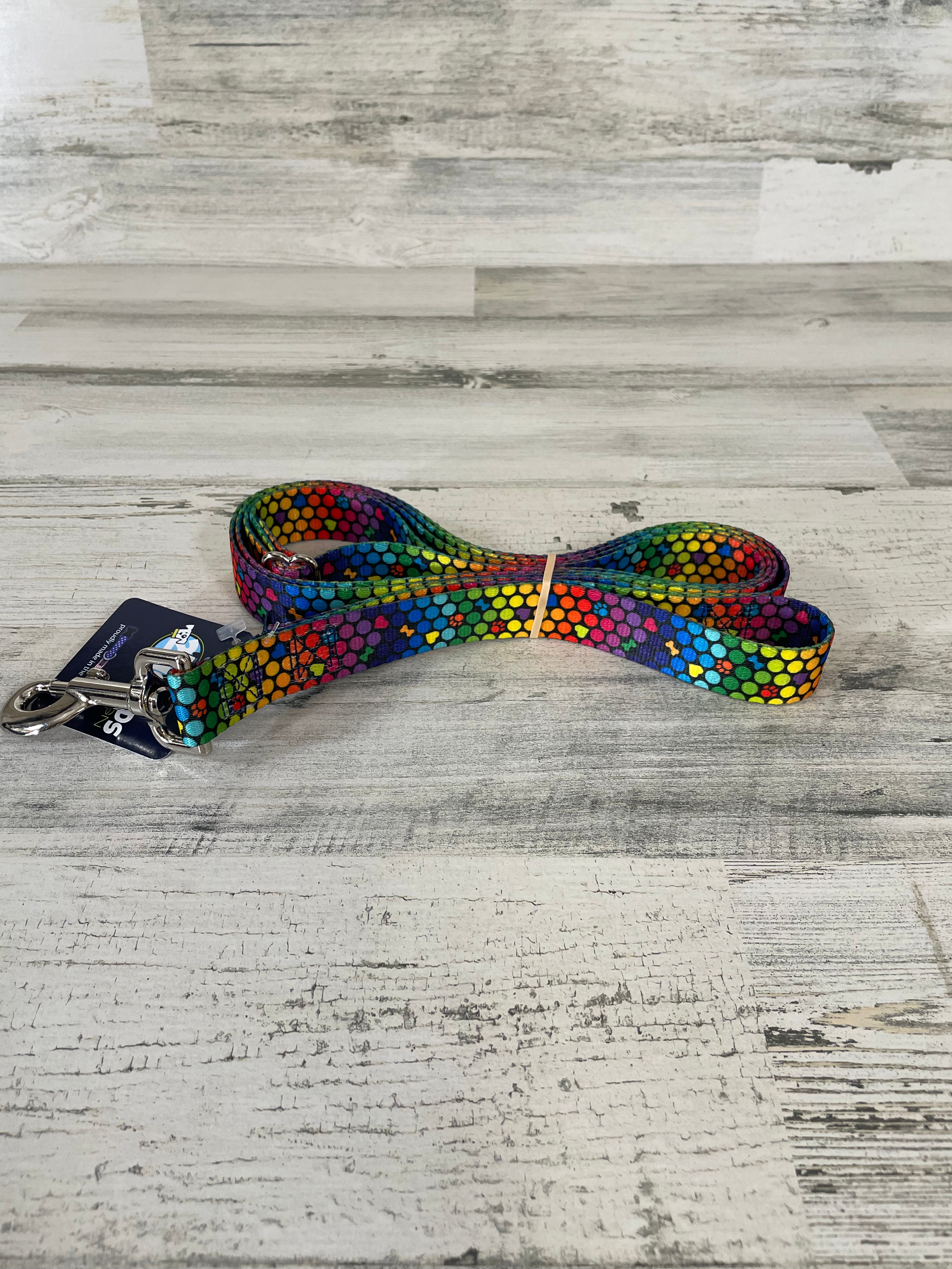 ROY G BIV 1 Inch 6 Foot Dog Leash - Durable Reflective Pet Walking Lead for Small to Medium Dogs, Perfect for Night Walks & Outdoor Adventures