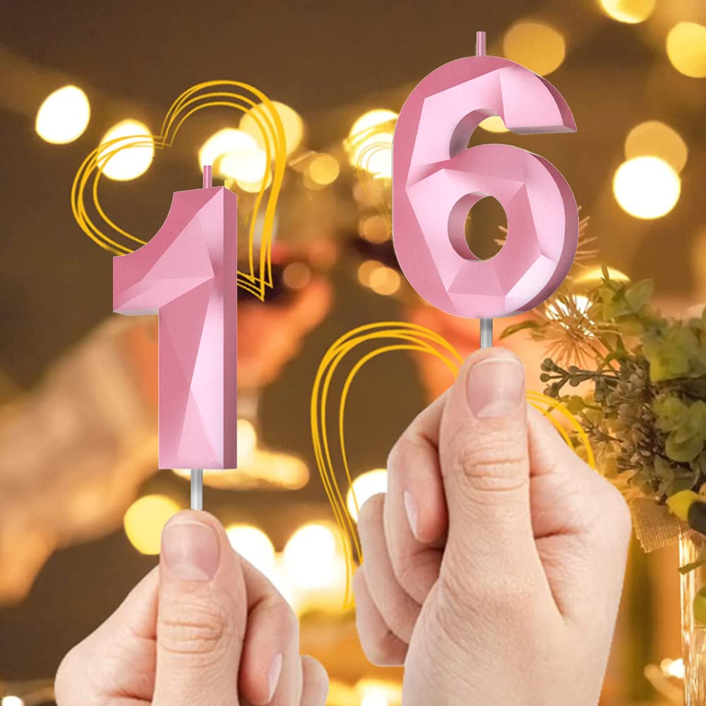 3D Diamond Shape Number 19 Birthday Candles - Pink 19th Happy Birthday Cake Topper Decorations for Women, Girls | Perfect for Birthday Parties, Weddings, Anniversaries & Celebration Theme Events