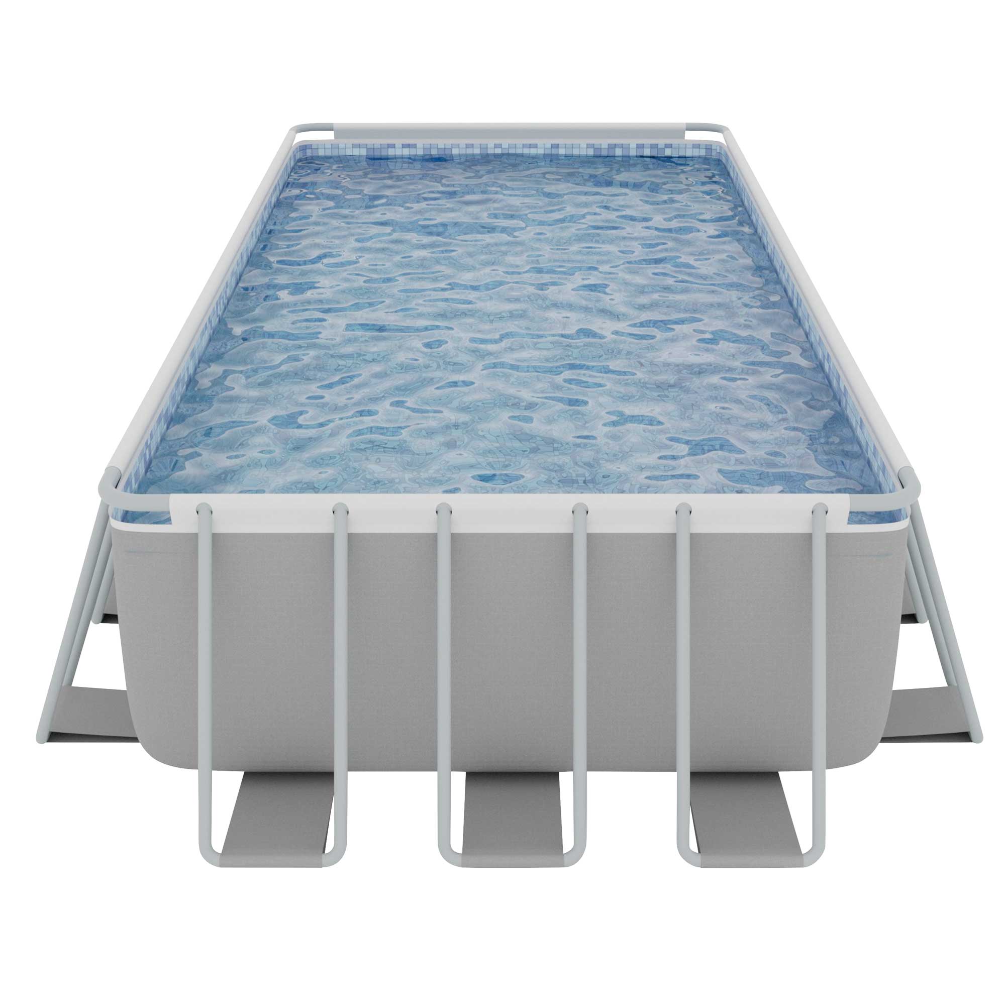 Dellonda 25ft Deluxe Steel Frame Above Ground Swimming Pool with Step Ladder, Pool Cover & Sand Filter Pump | Rectangular Backyard Pool for Family Fun, Summer Parties & Outdoor Relaxation | DL151