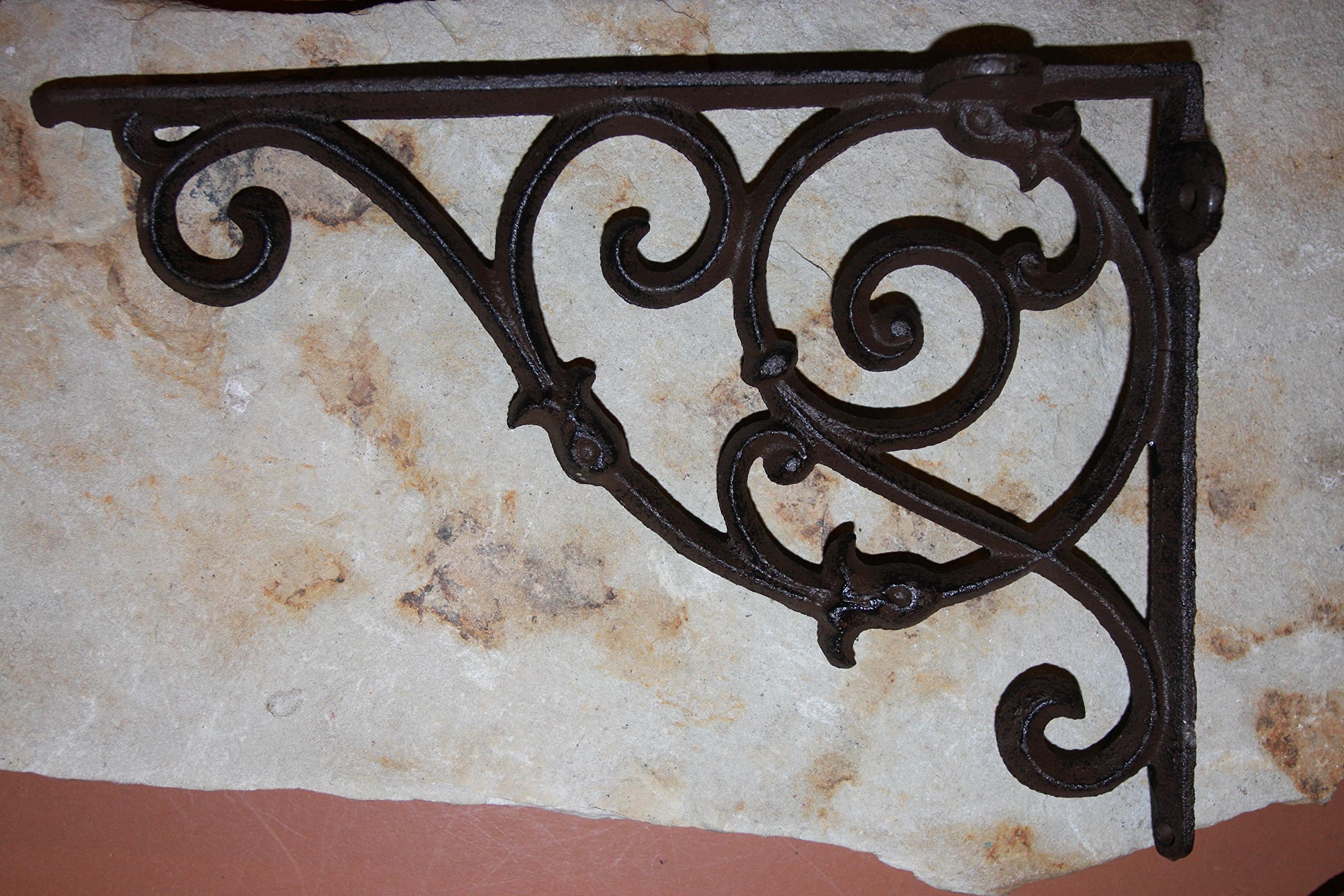 Premium 10.5 Inch Cast Iron Shelf Brackets - Heavy Duty Kitchen Countertop Supports (Set of 2) - Perfect for Floating Shelves, Pantry Organization & Farmhouse Decor
