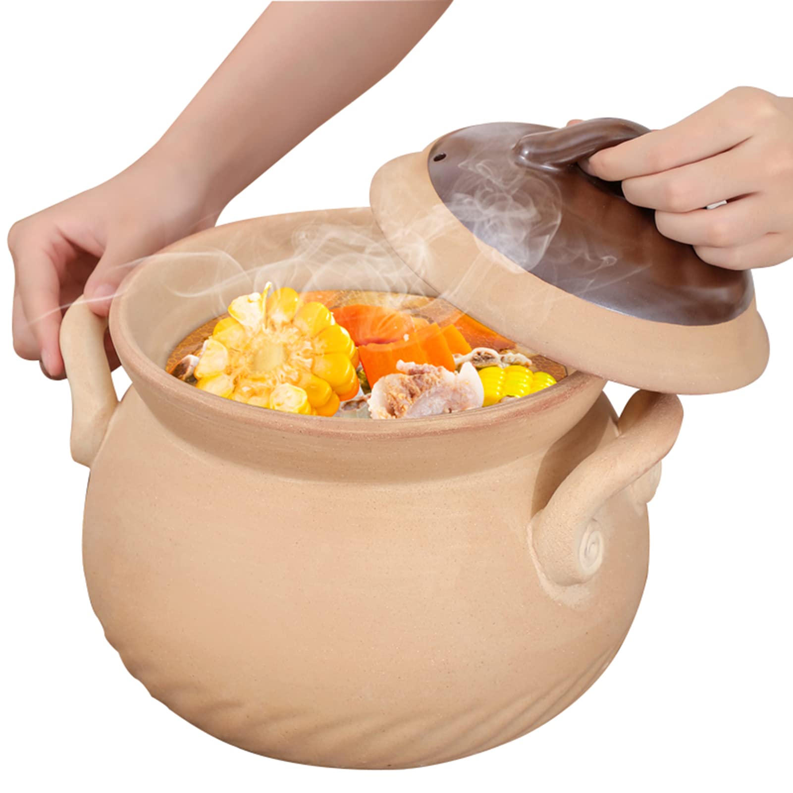 LXLTL 2L Ceramic Casserole Pot with Lid - Durable Non-Stick Clay Cookware for Soup, Stew & Baking - Easy to Clean Kitchen Pot for Oven, Stovetop & Serving (Perfect for Family Meals & Entertaining)