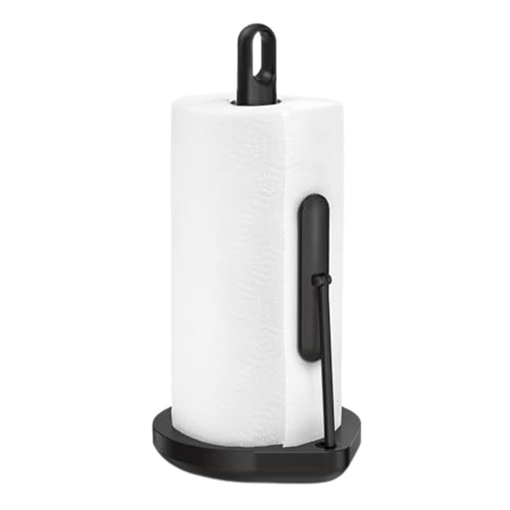 simplehuman Heavy-Duty Tension Arm Paper Towel Holder - Black Stainless Steel Countertop Kitchen Dispenser with Easy One-Handed Tear | Perfect for Kitchens, Bathrooms, Offices & RVs