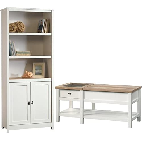 Home Square 2-Piece Modern Furniture Set - 3-Shelf Bookcase & Lift-Top Coffee Table for Living Room, Bedroom, or Office - Space-Saving Storage Solution for Books, Decor & Essentials