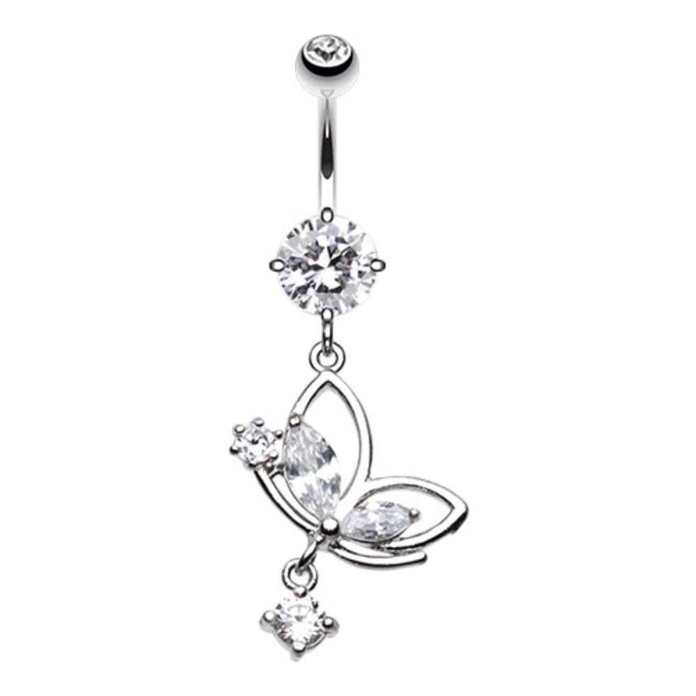 WildKlass Jewelry Darling Butterfly 316L Surgical Steel Belly Button Ring - Hypoallergenic Body Jewelry for Women, Perfect for Piercing, Parties, and Everyday Wear