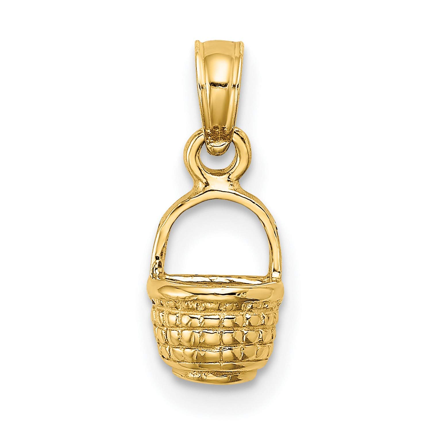 14K Yellow Gold Flat Back Mini Basket Charm - 9mm x 6mm - Perfect for Jewelry Making, Bracelets & Necklace Charms