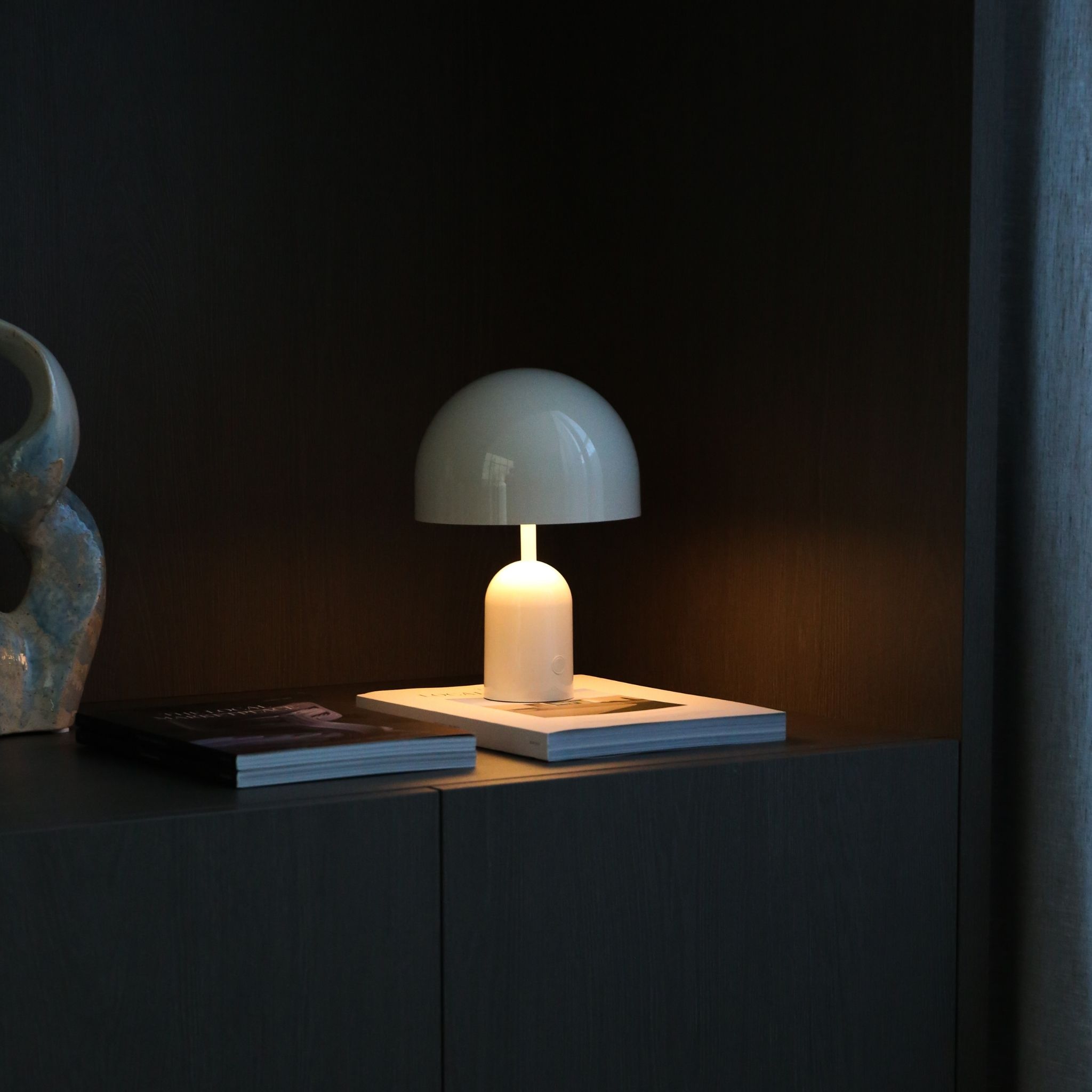 TOM DIXON Bell Portable Table Lamp - Modern White LED Battery-Operated Night Light for Bedroom, Living Room & Outdoor Use