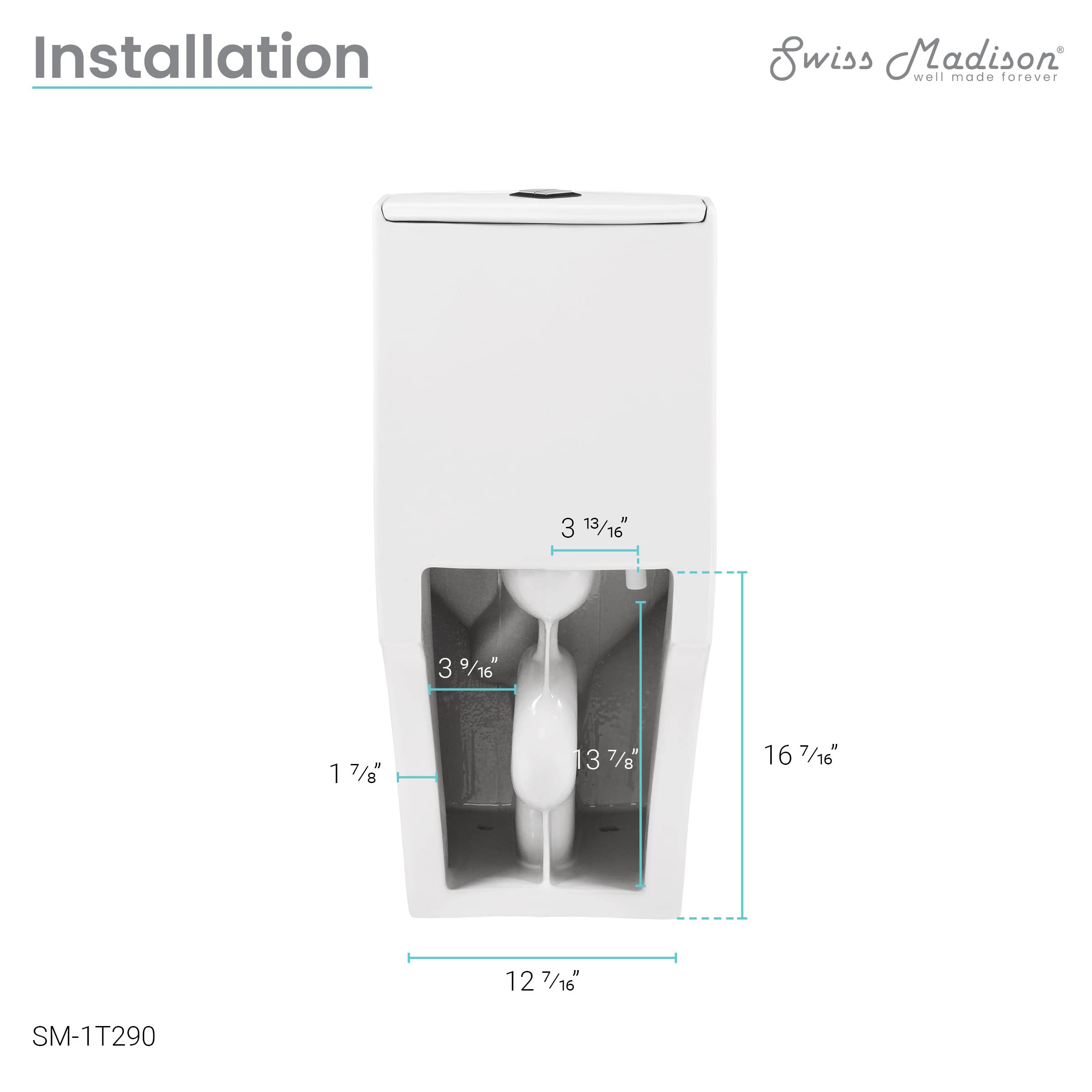 Brusque One-Piece Square Toilet with Dual-Flush 1.1/1.6 GPF - Modern Water-Saving Bathroom Solution for Homes & Offices