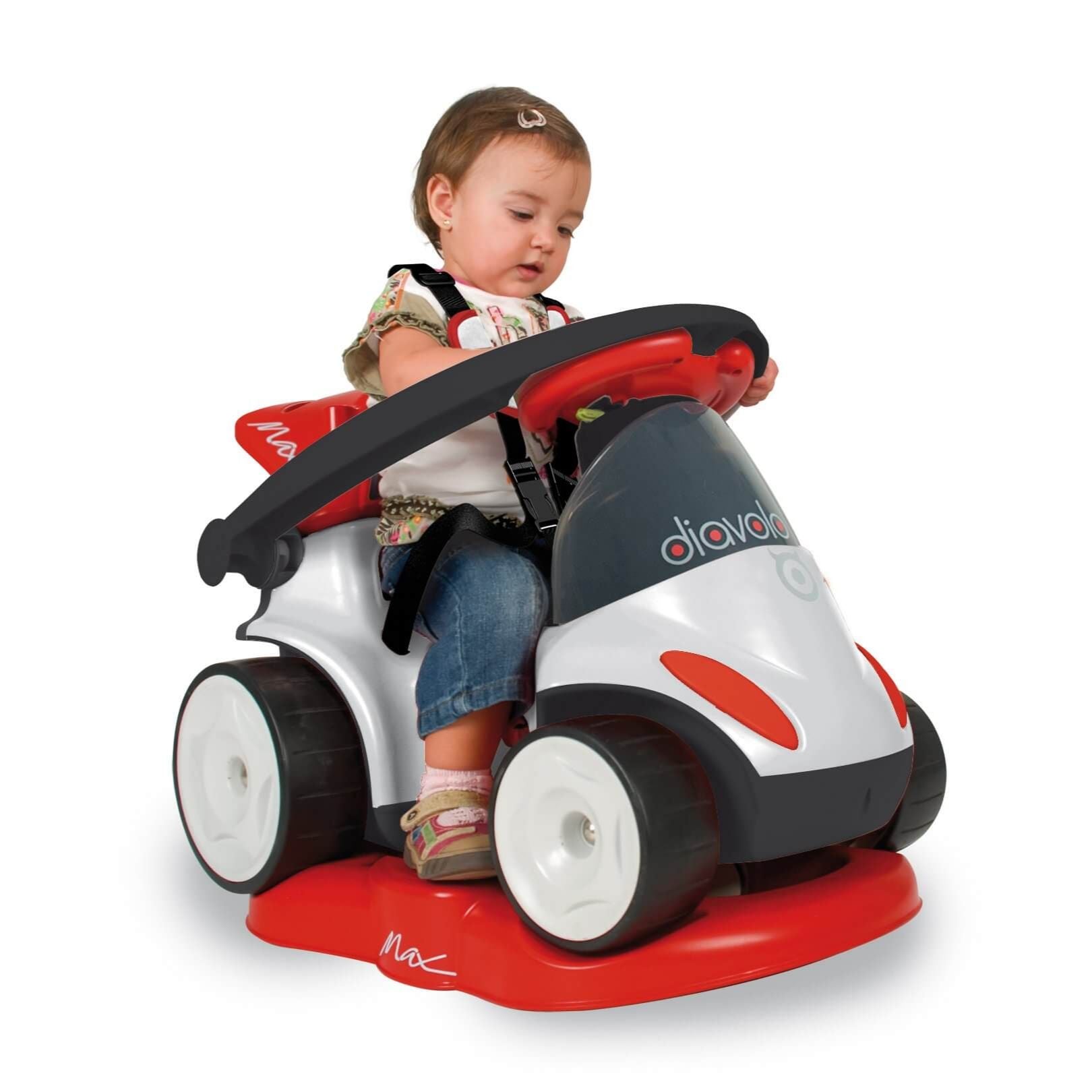 Diavolo Edition Kids Ride-On Push Car with Removable Stand, Safety Guards & Canopy - Fun Toddler Toy for Indoor & Outdoor Play