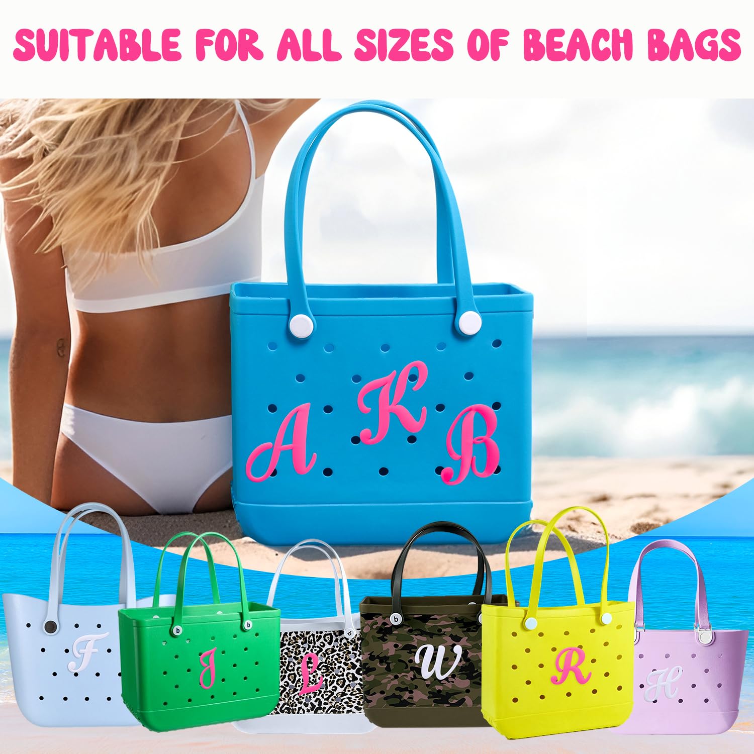 Personalized Bogg Bag Charms - Rubber Alphabet Letters for Customizing Beach Totes & Accessories | Perfect for Summer Vacations, Pool Parties & Beach Outings