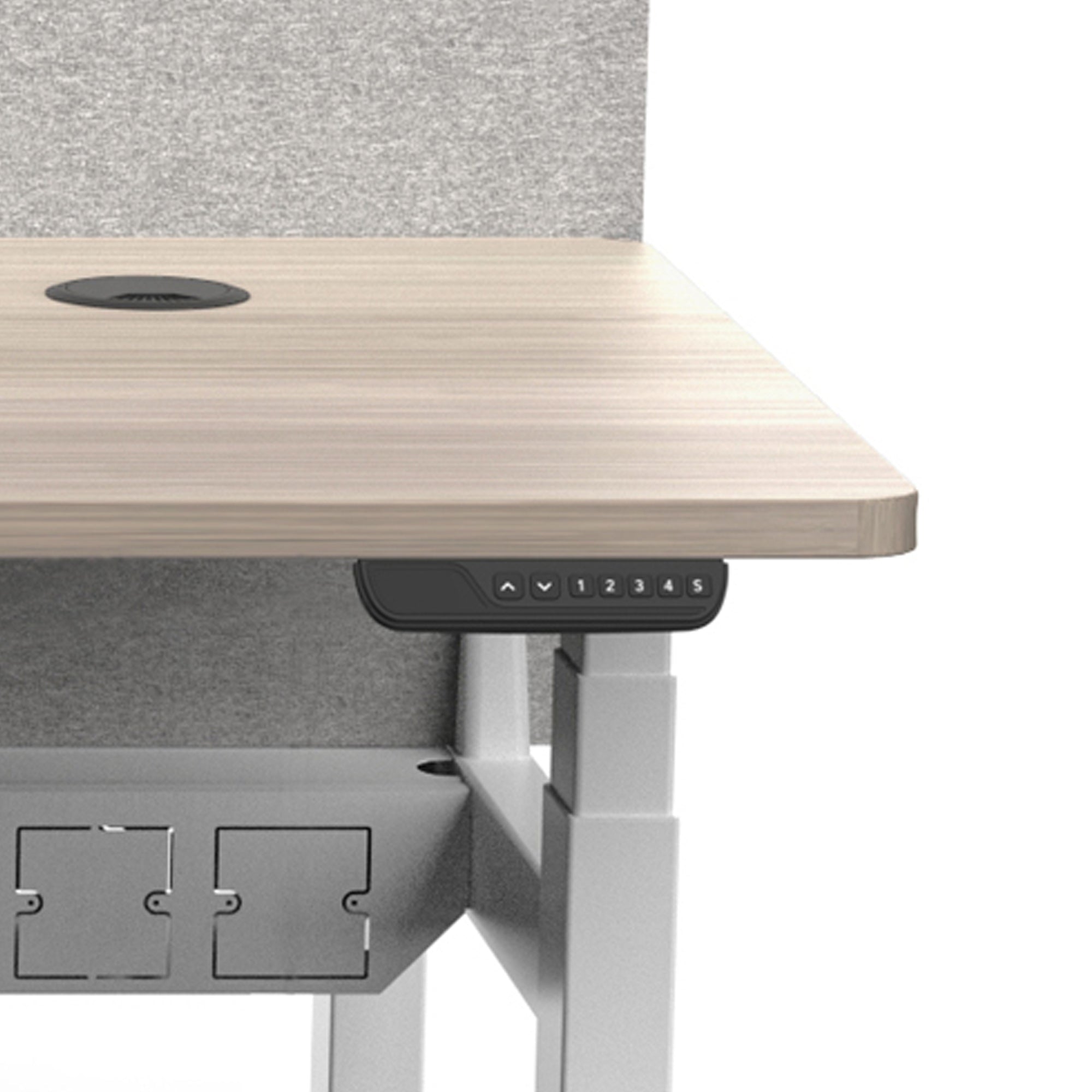 MARLO 2-Person Adjustable Height Workstation with Dual Lift Mechanism - 1.4M Oak & White Standing Desk for Home Office & Workspace - Perfect for Shared Workspaces, Small Offices & Remote Work