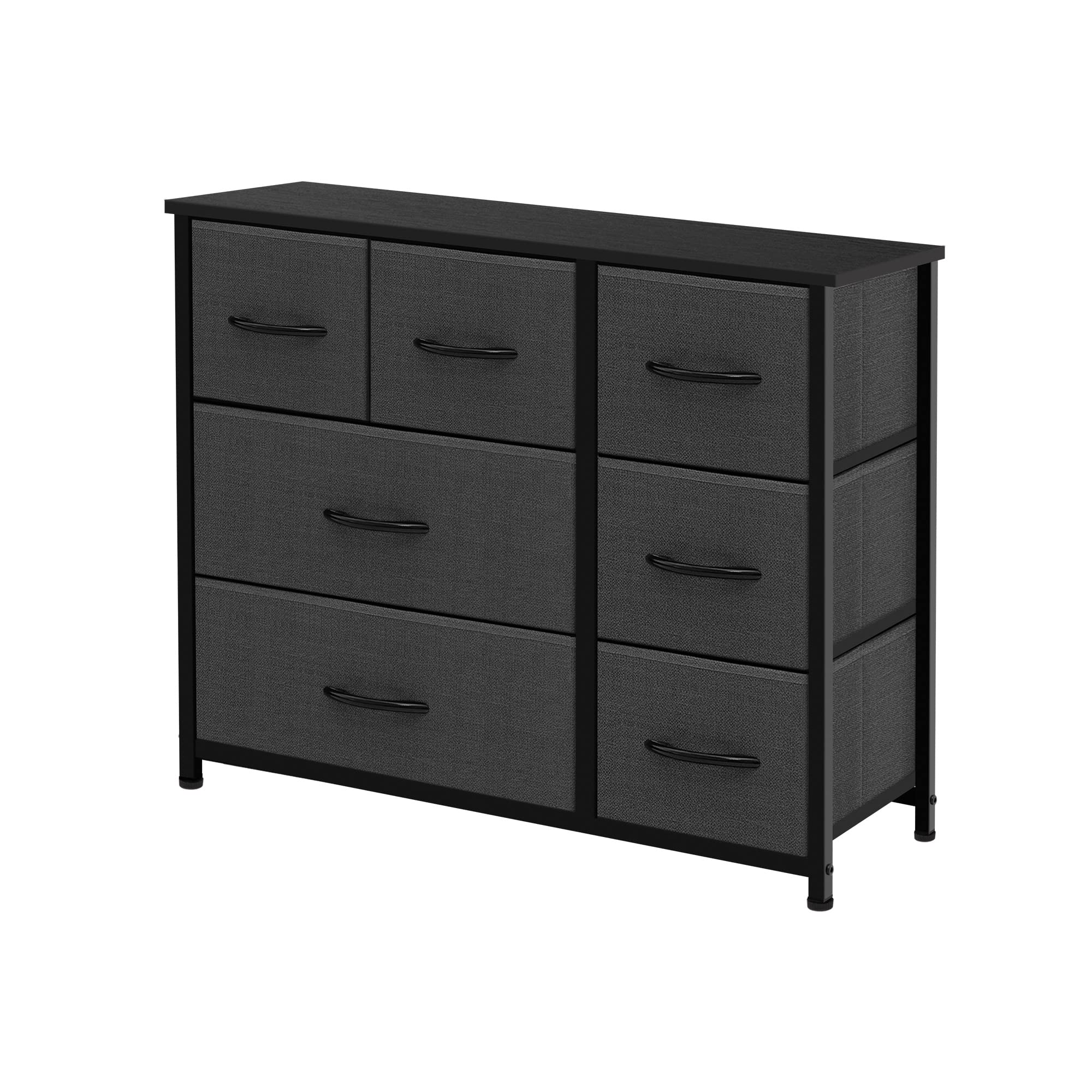 AZL1 Life Concept Dresser Storage Organizer - Large Standing Unit with 7 Removable Fabric Drawers for Bedroom, Office, Entryway, Living Room & Closet - Dark Grey - Perfect for Home Organization & Space Saving Solutions
