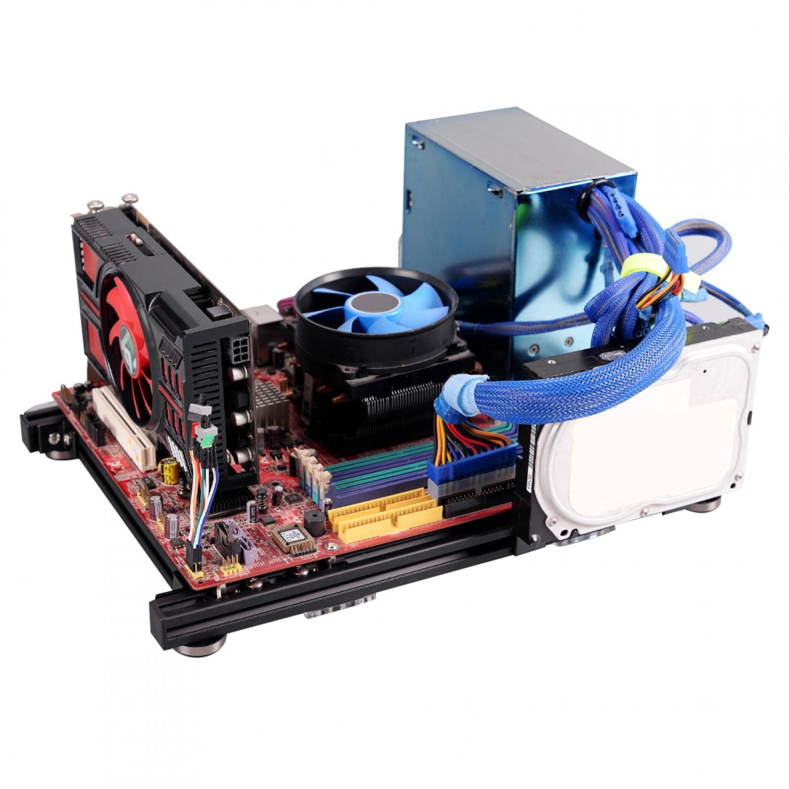 Premium Aluminum Alloy M-ATX Computer Case - DIY Open Frame Design for Overclocking & Testing | Full Black | Perfect for Gaming Rigs, Workstations & PC Builders