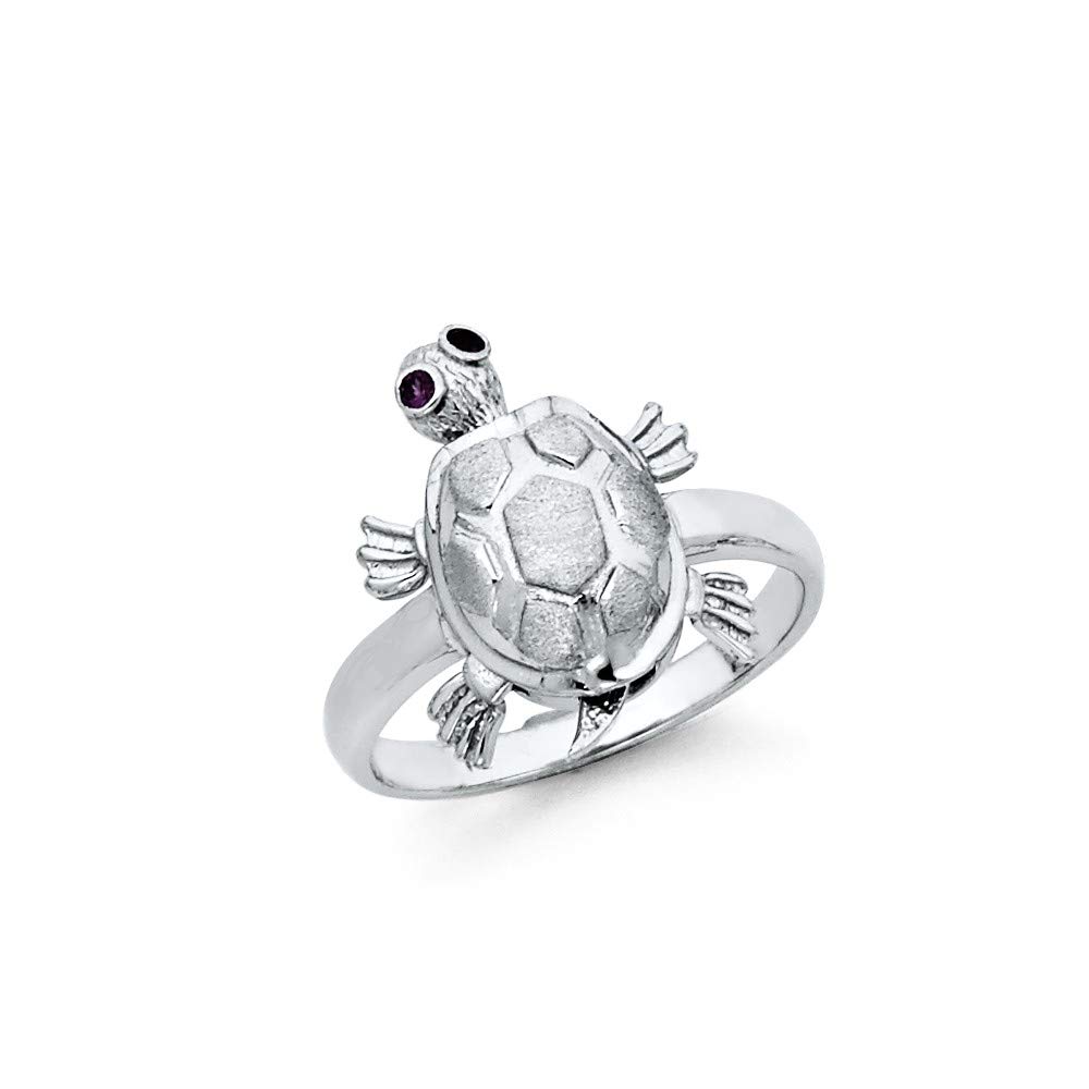 FB Jewels 925 Sterling Silver CZ Cubic Zirconia Baby Turtle Ring - Elegant Animal Jewelry for Women, Perfect Gift for Anniversary, Birthday & Everyday Wear - Ideal for Beach Parties, Date Nights & Casual Outings