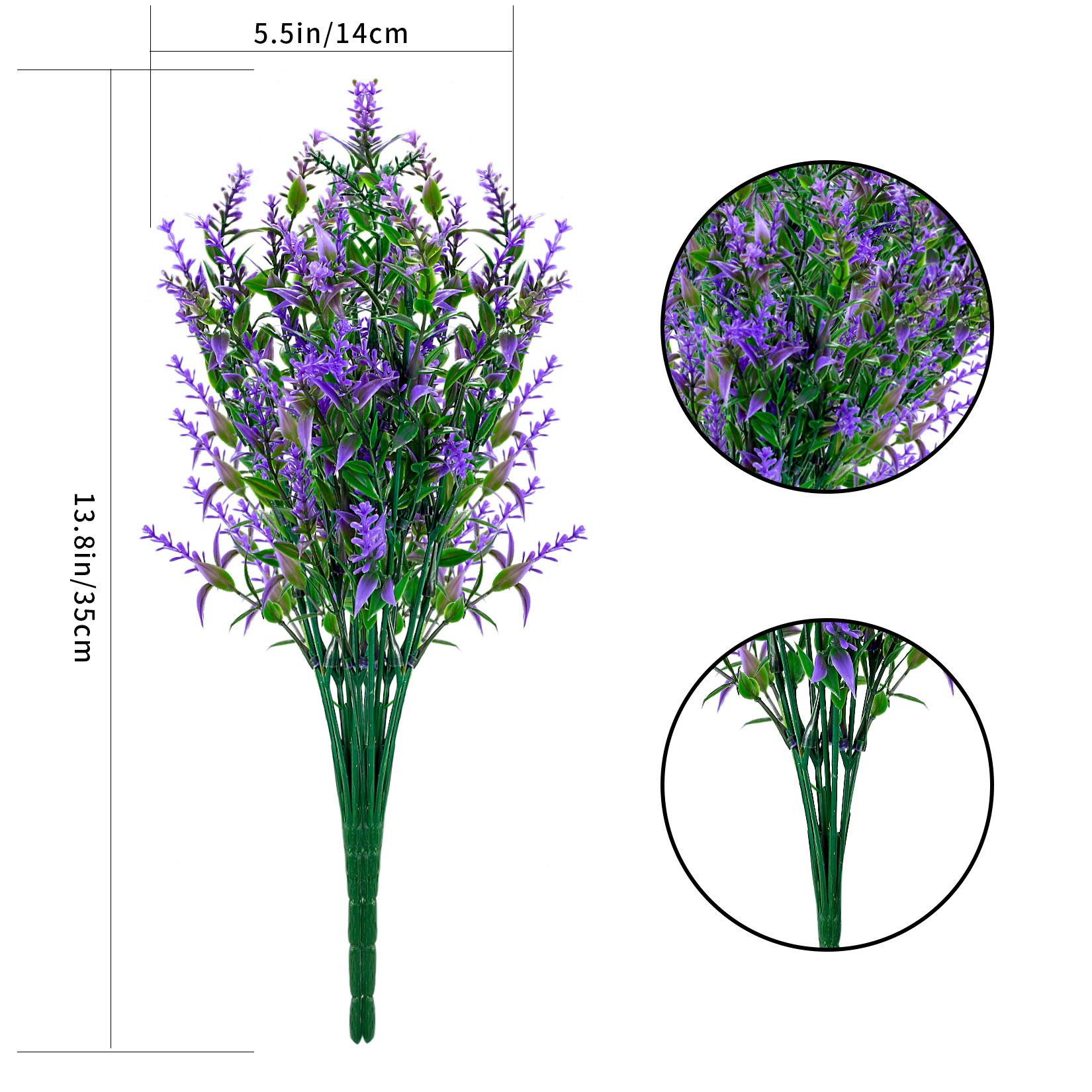 EverJoice 6 Pcs Artificial Lavender Flowers - UV Resistant Faux Plants Bouquets for Indoor Outdoor Decor | Home Garden Wedding Office Party Decorations (Purple)