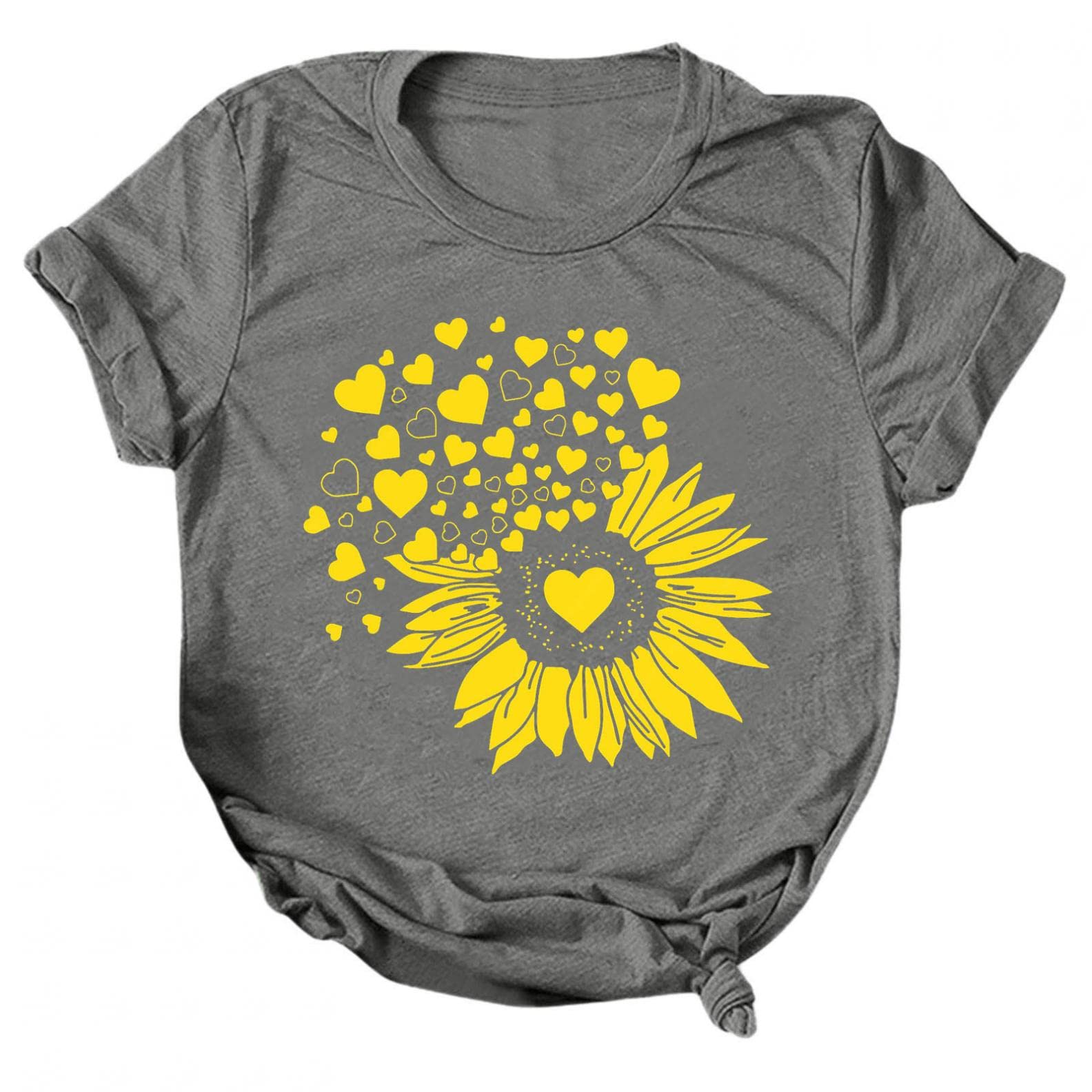 Funny Valentine's Day Graphic Tees for Women - Short Sleeve Love Sunflower Printed T-Shirts & Casual Tops | Perfect for Date Night, Gifts & Everyday Wear