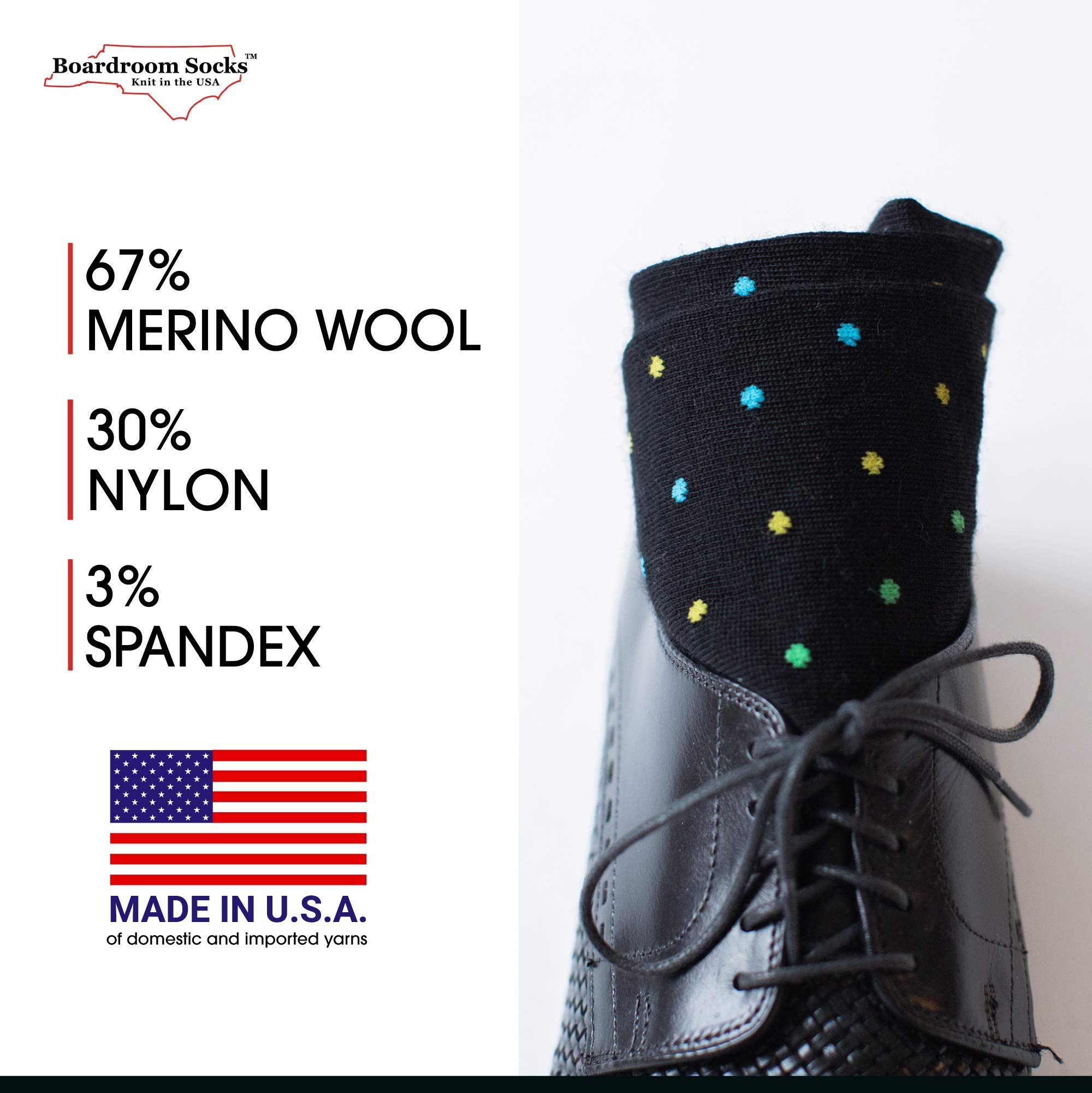 Premium Merino Wool Mid-Calf Dress Socks for Men - Breathable & Comfortable Patterned Socks for Business, Office & Formal Occasions