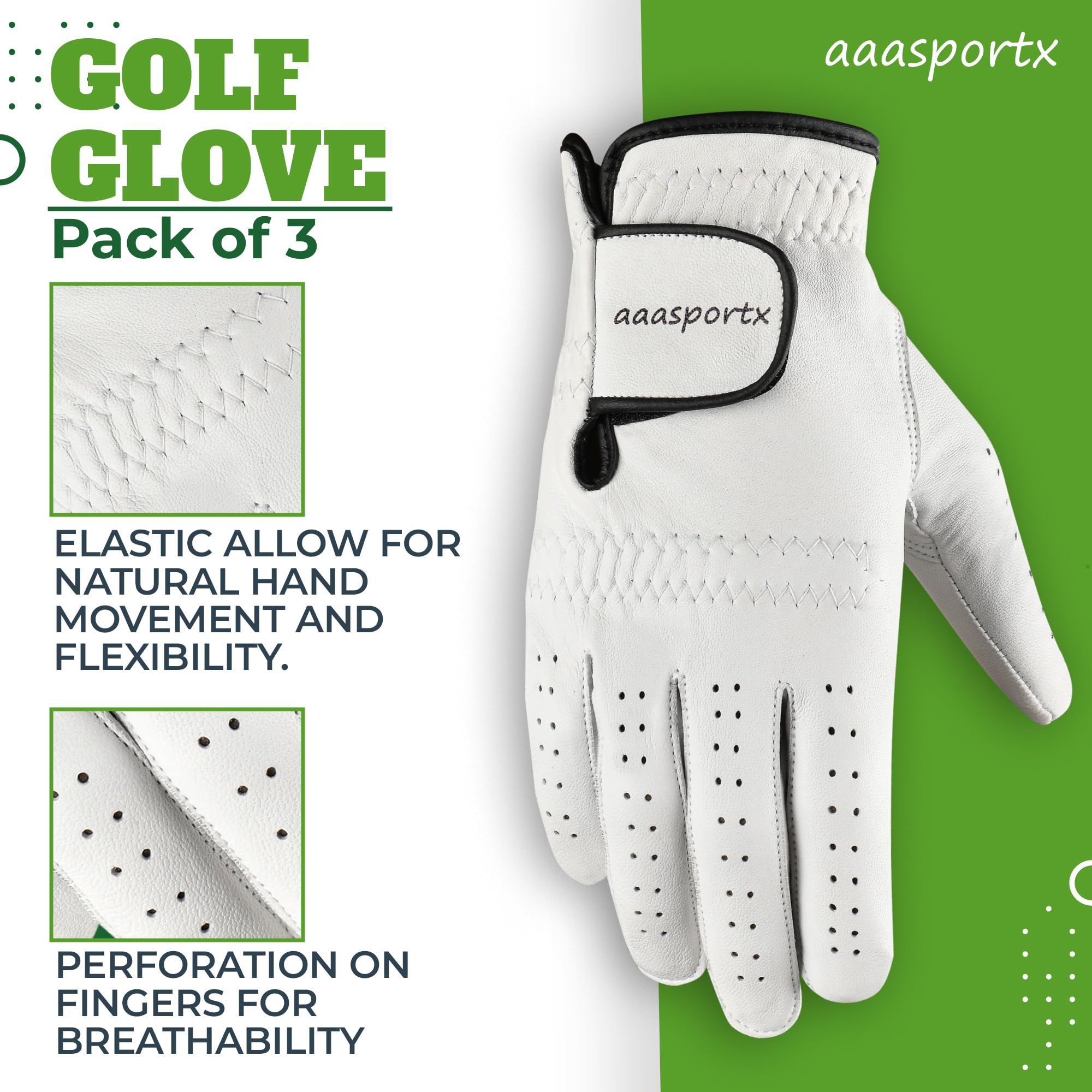 Premium Men's Golf Gloves - Left/Right Hand Breathable Comfort Fit - Ideal Golf Gifts for Players & Enthusiasts - Perfect for Driving Range, Course Play & Tournament Practice