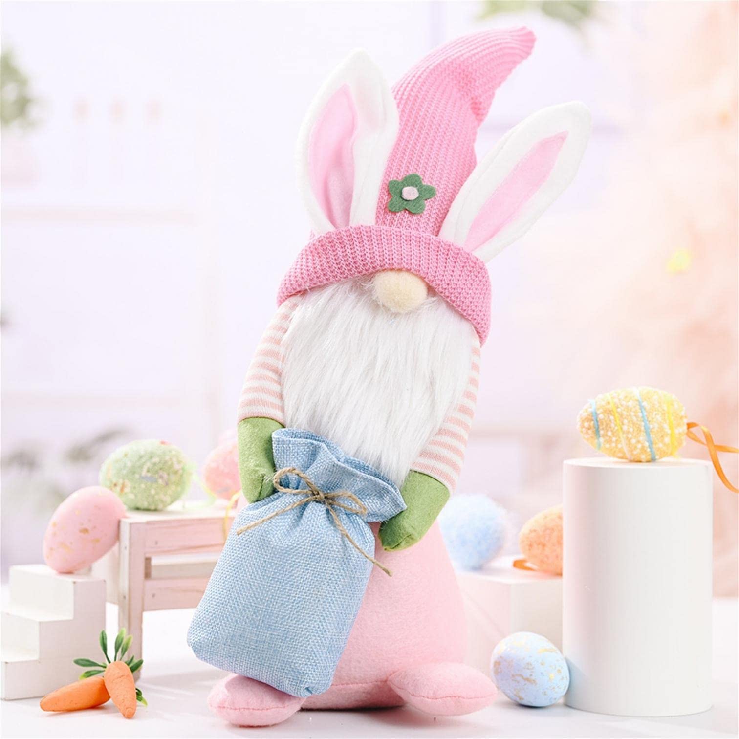 Handmade Swedish Easter Bunny Gnomes Decor - Stuffed Doll Plush, Faceless Dwarf Doll for Spring Home Holiday Decoration, Cute Rabbit Ornament & Easter Gifts for Kids - Perfect for Easter Egg Hunts, Spring Parties & Nursery Decor