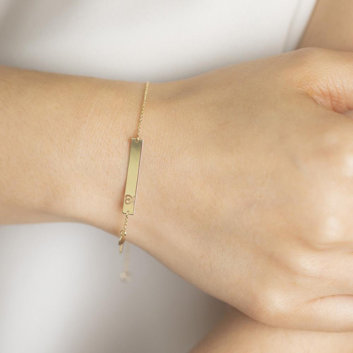 Personalized Engraved Heart Monogram Bar Bracelet in Solid 10k Yellow Gold - Perfect Gift for Anniversary, Valentine's Day & Special Occasions