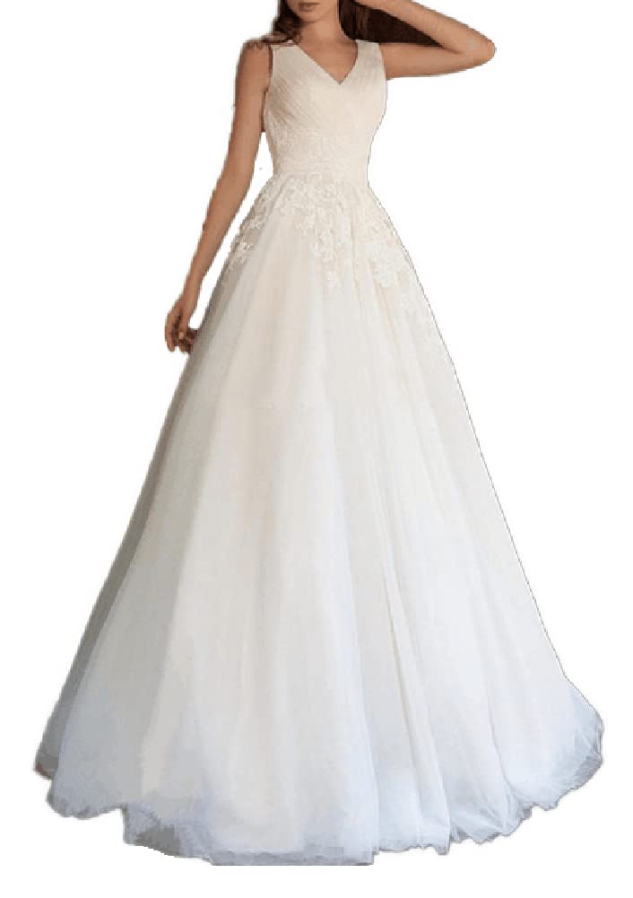 RYANTH Women's Long Lace Wedding Dress - Elegant Mermaid Bridal Gown for Beach, Church & Outdoor Ceremonies | Perfect for Bride, Prom & Special Occasions