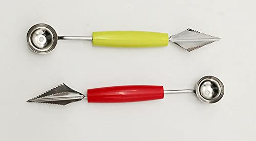 WOIWO 3-Piece Fruit Carving Knife Set - Professional DIY Ball Digger & Platter Carving Tools for Kitchen - Random Colors - Perfect for Fruit Sculpting, Garnishing & Food Presentation