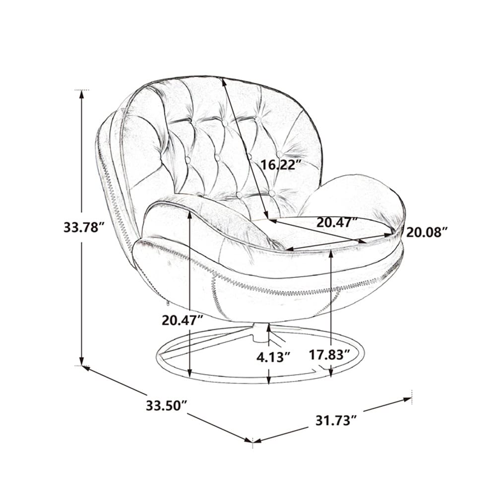 Velvet Swivel Accent Chair with Ottoman Set - 360 Degree Rotating Modern Lounge Chair with Footrest, Comfortable Armchair for Living Room, Bedroom & Office - Soft Gray Upholstered Leisure Sofa for Relaxing & Reading