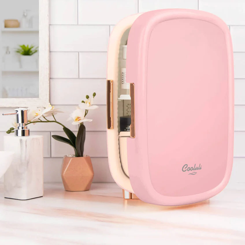 Cooluli Mini Beauty Fridge - 12L Compact Skincare Refrigerator for Cosmetics, Pink | Perfect for Bedroom, Salon & Travel | Keep Serums, Masks & Perfumes Fresh