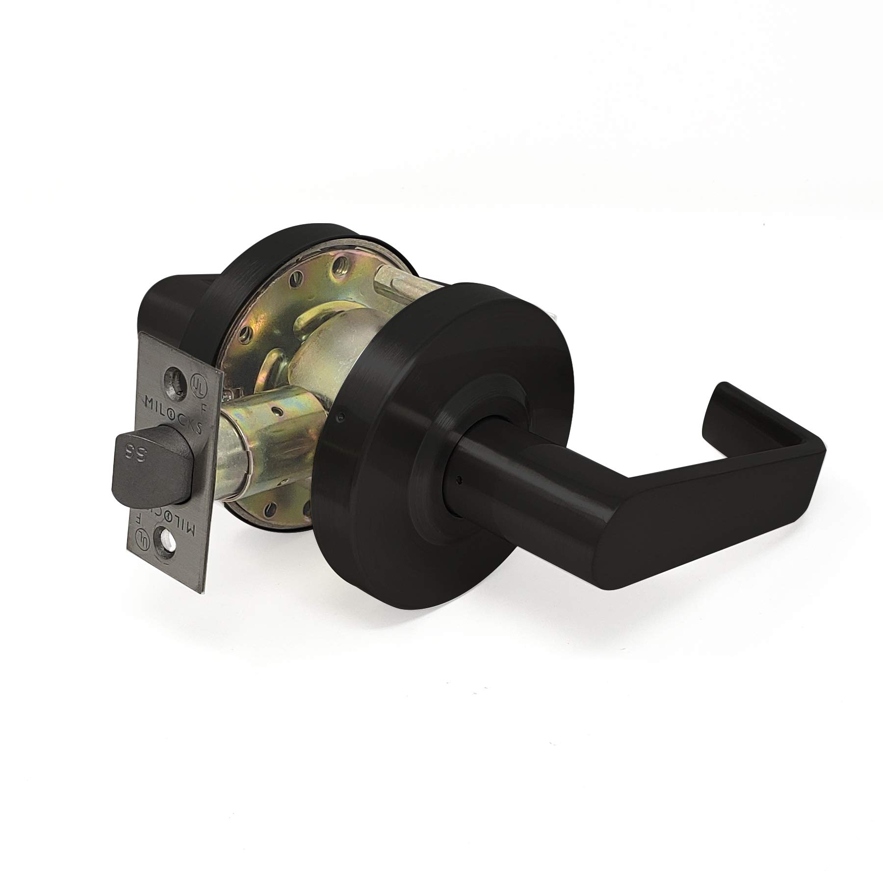 MiLocks Grade 2 Lever Commercial Style Cylindrical Industrial Duty Door Lock (Passage Function, Oil-Rubbed Bronze Finish) - Ideal for Office Buildings, Retail Stores & Industrial Facilities