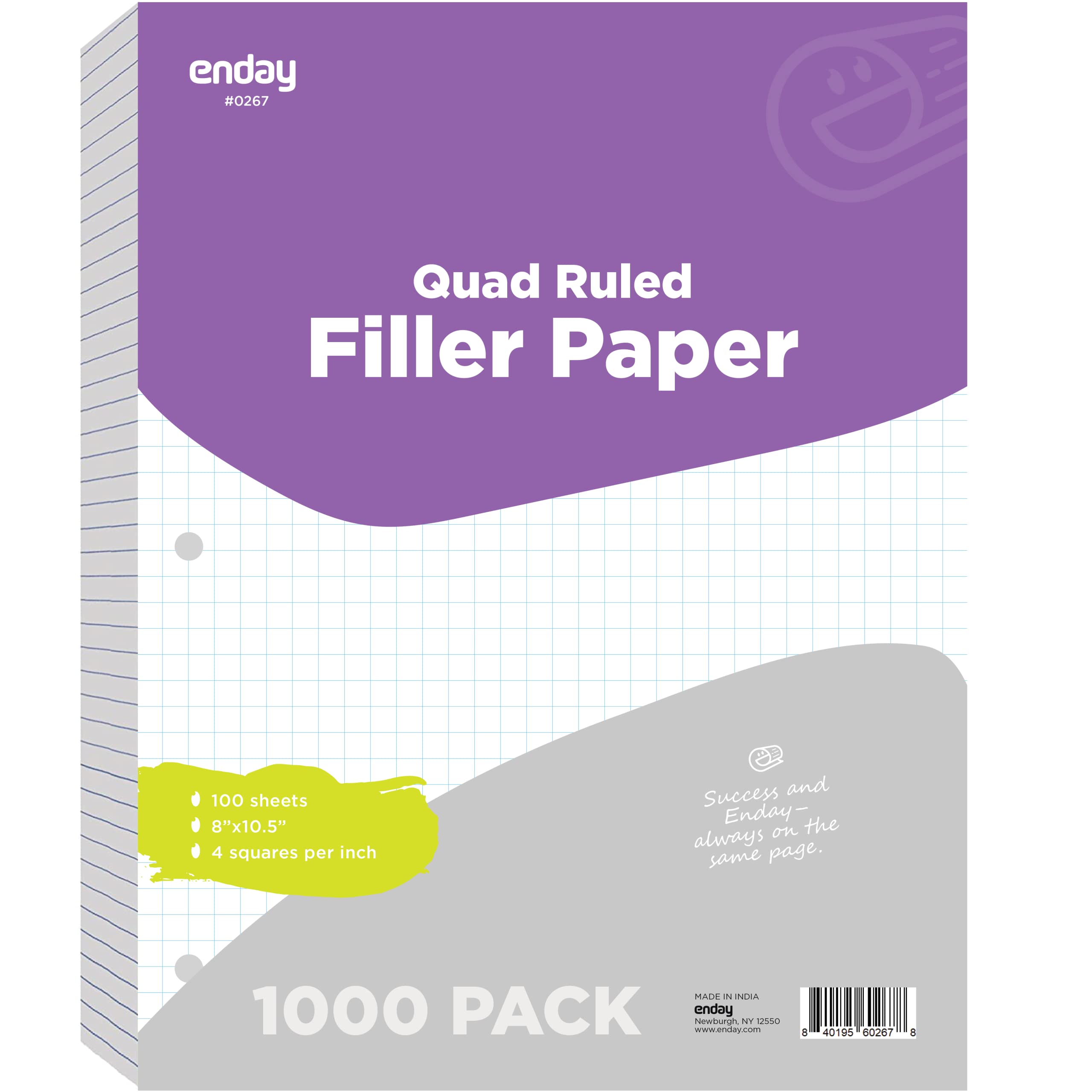 Enday Bulk Graph Paper - 1000 Sheets, Quad Ruled 10.5
