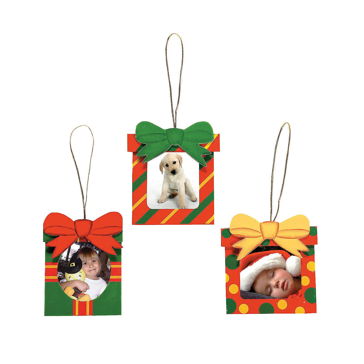 12-Piece Wooden Picture Frame Christmas Ornaments - Handmade Holiday Home Decor for Tree, Gift, and Mantel Display