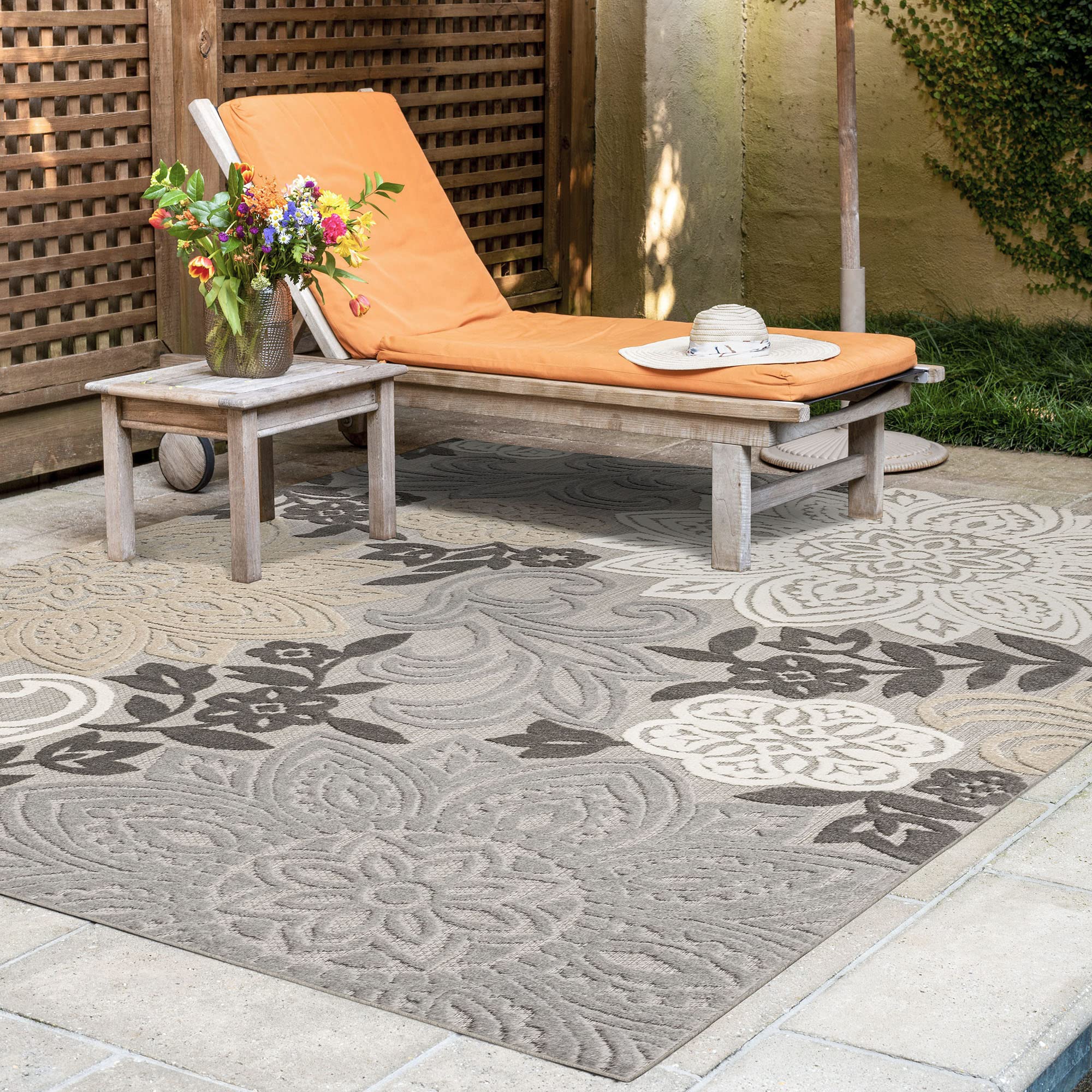 9x12 Large Water Resistant Jute Rug for Indoor & Outdoor Use - Modern Natural Fiber Floor Mat for Patio, Deck, Porch, Entryway, RV, Camping - Perfect for Home Decor, Garden Parties & Outdoor Gatherings
