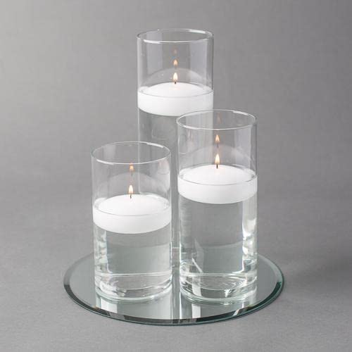Eastland 48-Piece Round Mirror & Cylinder Vases Centerpiece Set with Floating Candles - 8