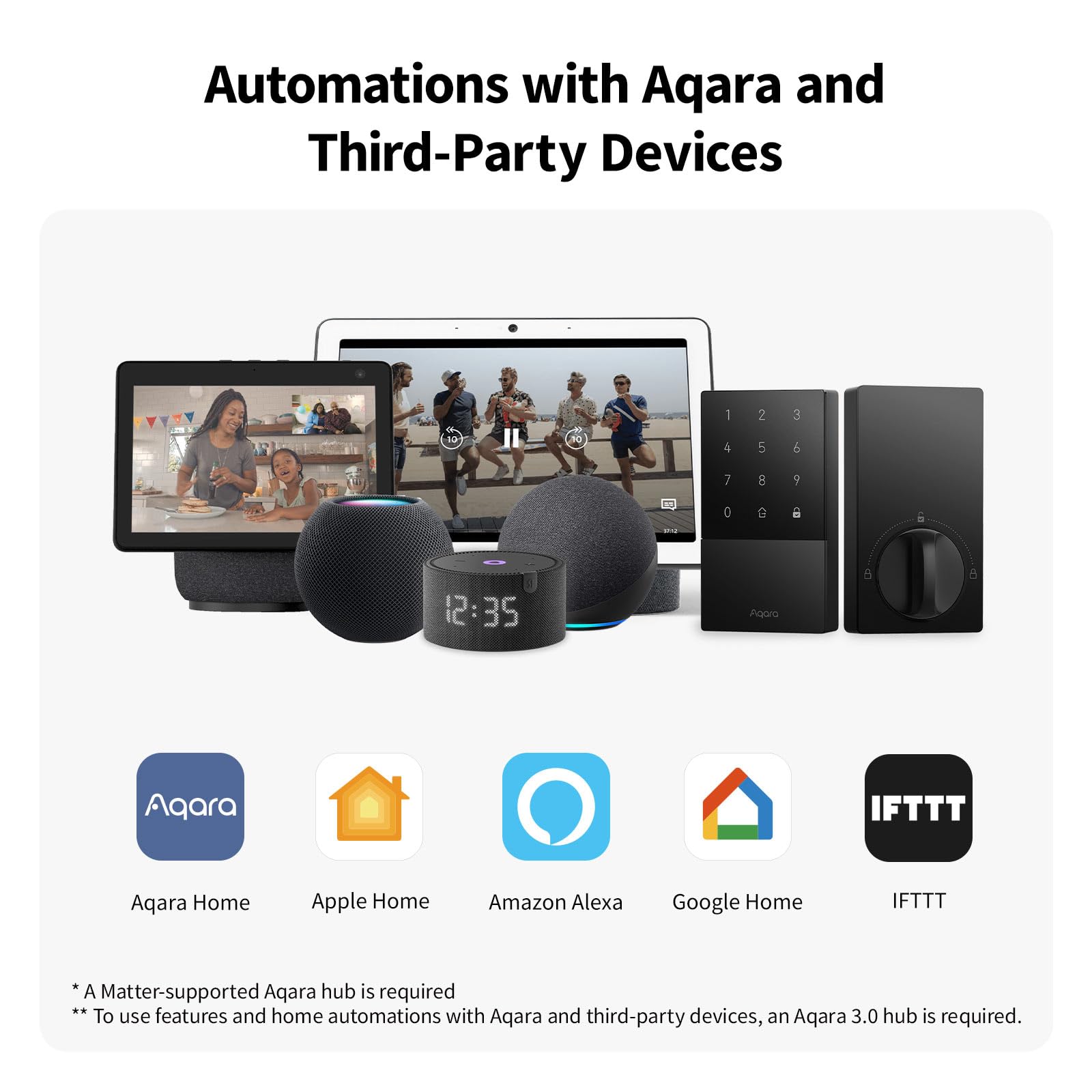Aqara Smart Lock U50 - Keyless Entry Door Lock with Apple Home Key, Bluetooth Deadbolt, App Remote Control | Compatible with Apple HomeKit, Matter, Google Home, Alexa & IFTTT | Secure Smart Home Access for Apartments, Vacation Homes & Rentals (Black)