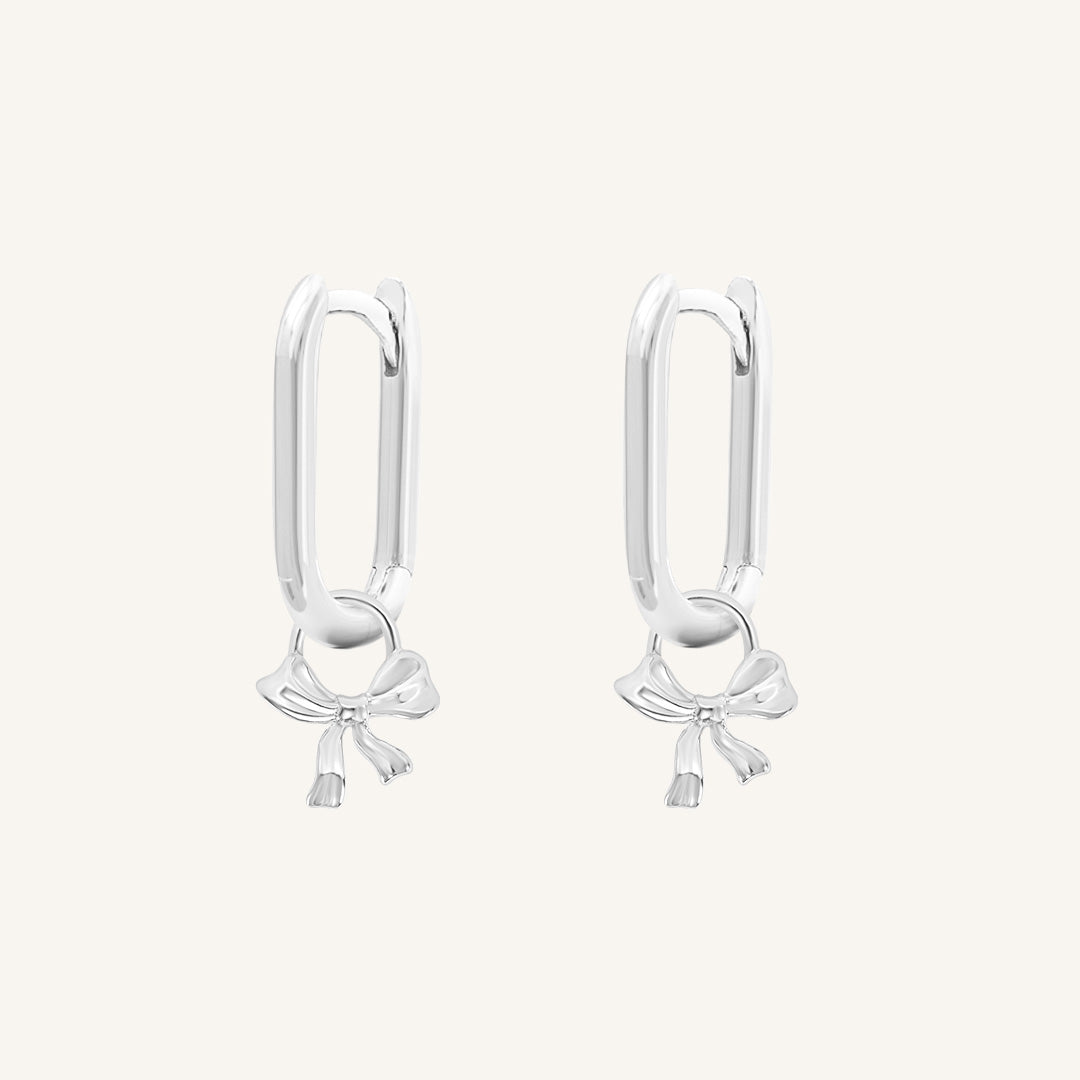 Fusion Bow Rectangle Charm Hoop Earrings for Women - Elegant Dainty Jewelry for Everyday Wear, Parties & Gifts