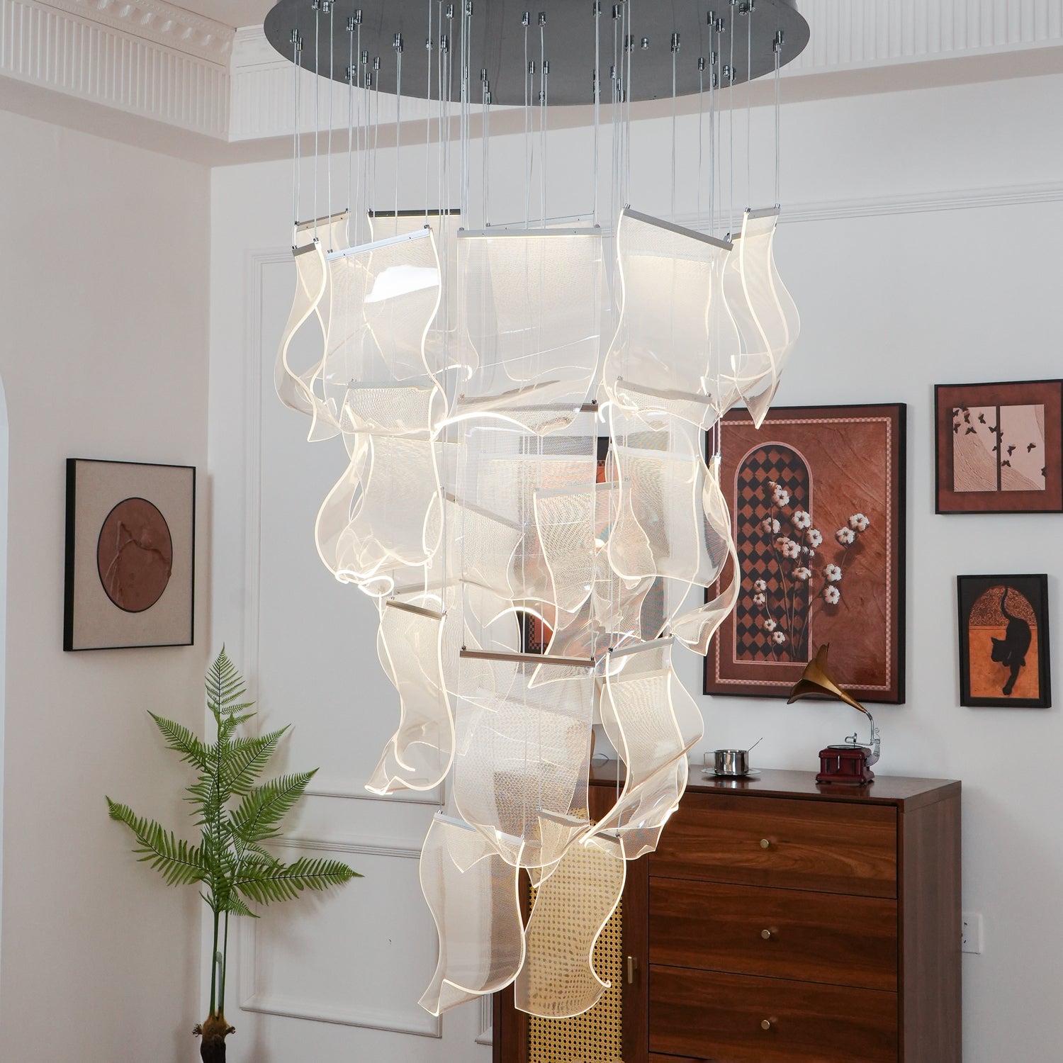 Modern Acrylic LED Chandelier - Energy Efficient Crystal Ceiling Light Fixture for Dining Room, Bedroom & Living Room Decor