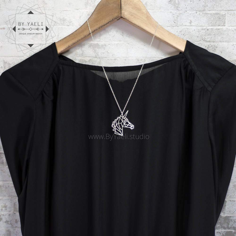 Silver Unicorn Origami Necklace - Fantasy Jewelry for Women, Geometric Unicorn Pendant Gift for Birthday, Christmas & Special Occasions | Perfect for Cosplay, Fantasy Lovers & Gift Giving
