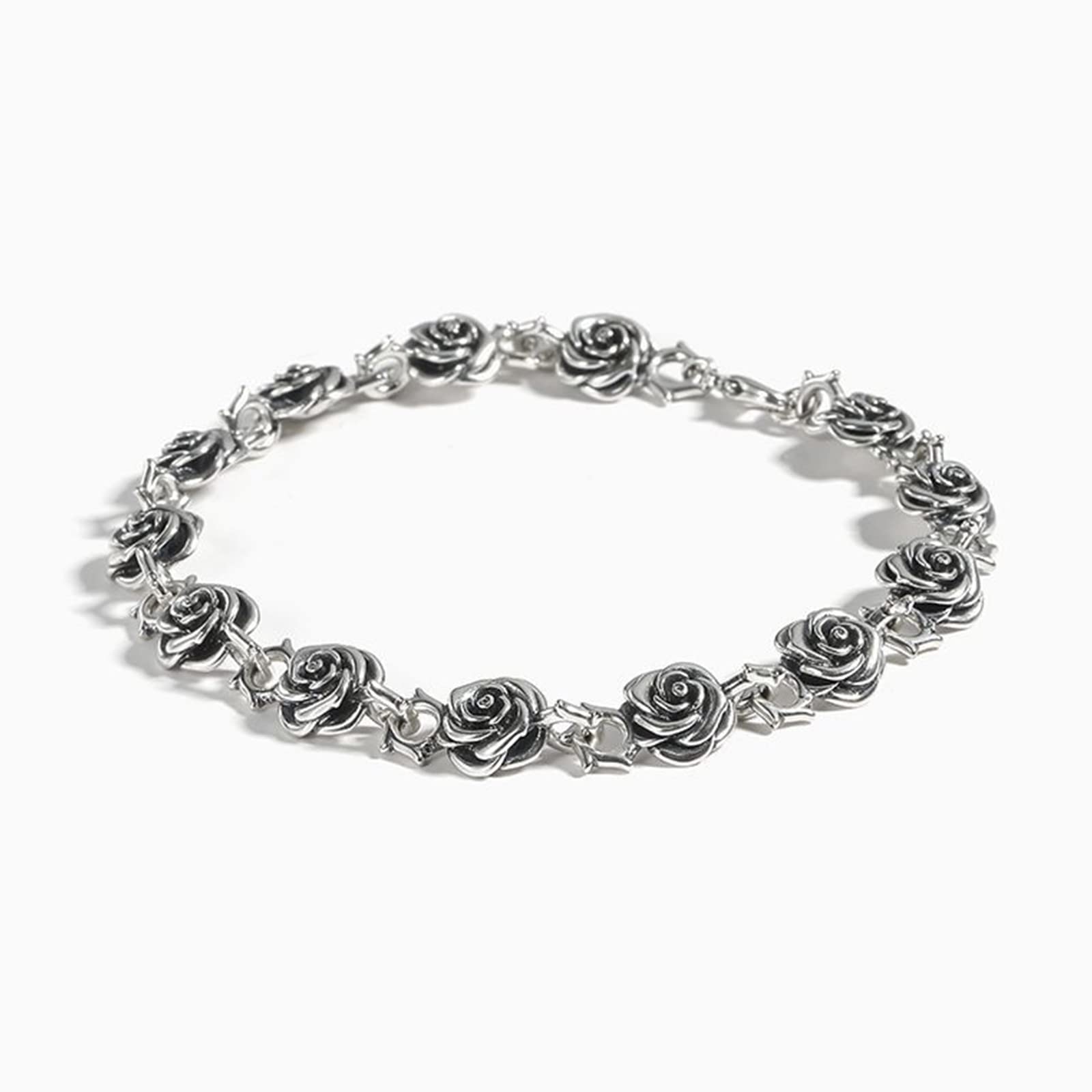 Jeulia Sterling Silver Rose Flower Charm Bracelet for Women & Teens - Elegant Jewelry Gift for Wedding, Anniversary, Birthday, Promise | Gothic & Retro Style with Gift Box - Perfect for Romantic Occasions & Everyday Wear