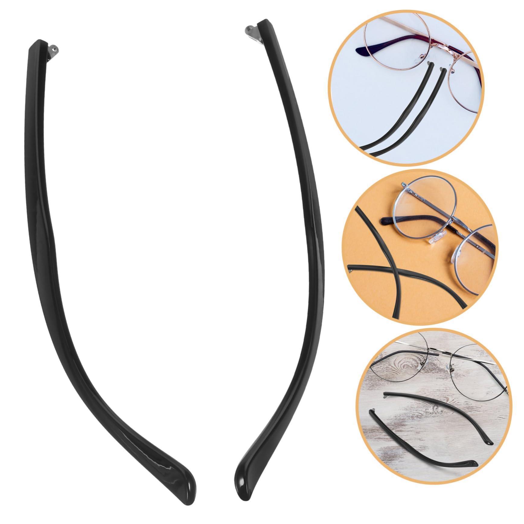 BUTIFULSIC 1 Pair Glasses Temple Tips - Replacement Arms & Repair Kit for Eyeglass Frames - Comfortable Nose Pads for Reading, Computer & Driving Glasses (Black)