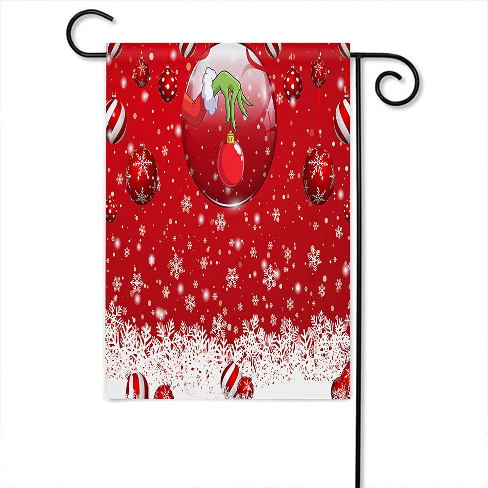 Wondertify Double-Sided Christmas Garden Flag - 12x18 Inch Red Snowflake & Falling Snow Balls Design for Outdoor Porch, Yard & Home Holiday Decor | Perfect for Front Door, Lawn & Seasonal Festive Display