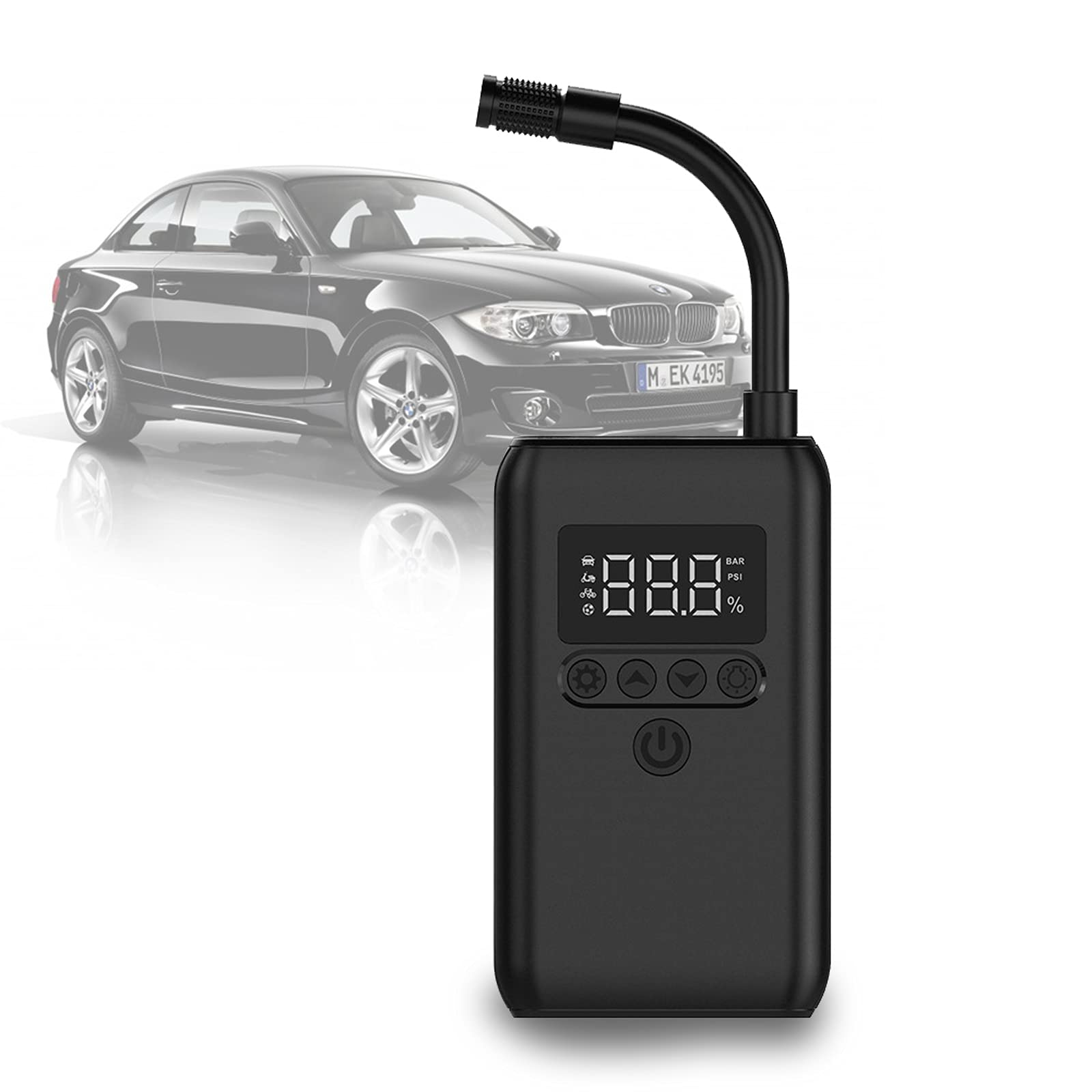 Portable Wireless Air Pump with LED Emergency Light - Digital LCD Display, Wireless Charger, Mini Electric Air Compressor for Car Tires, Bikes, Sports Balls & Inflatables - Perfect for Roadside Emergencies, Camping & Outdoor Adventures