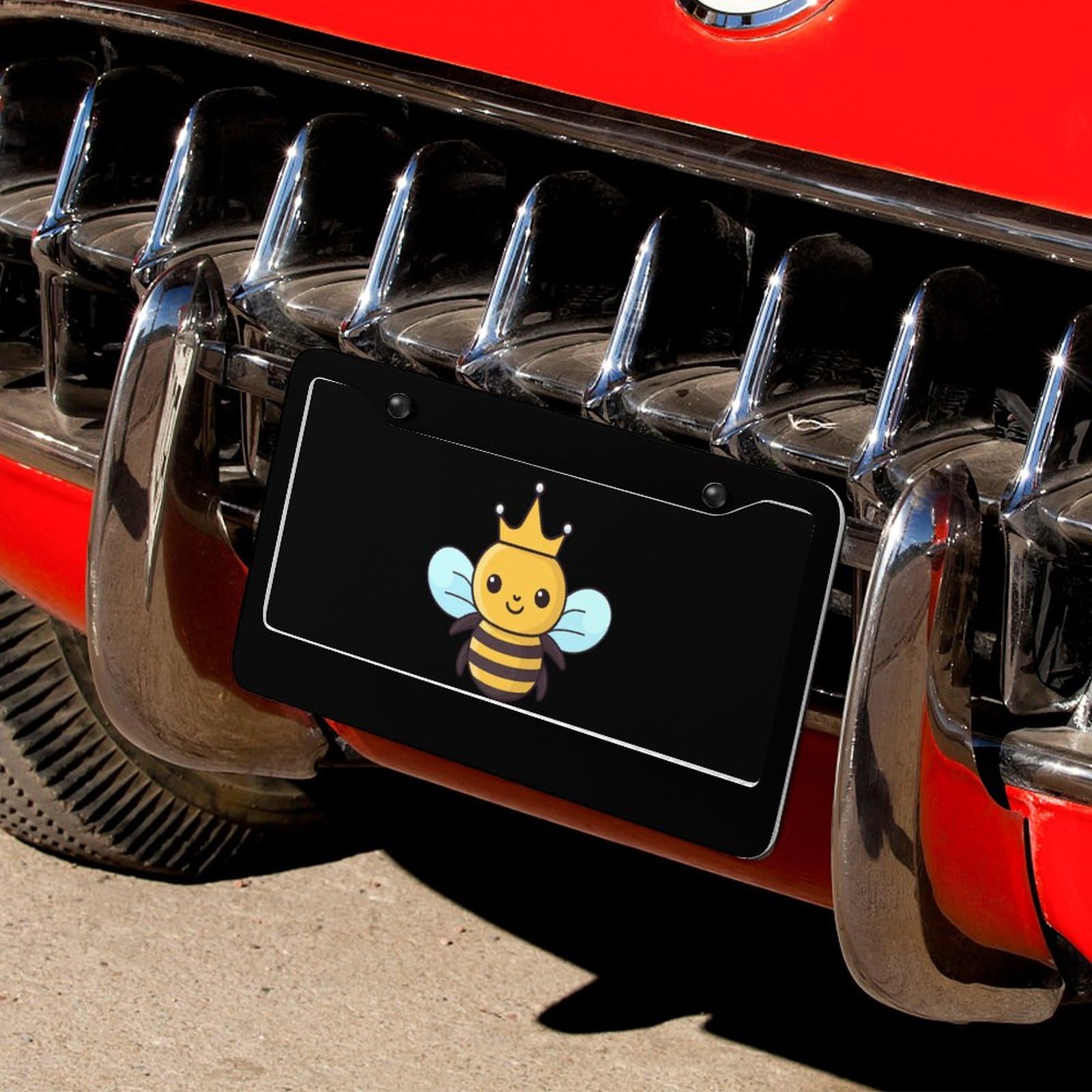 Premium Aluminum Honey Bee License Plate Frame - Universal Fit for Cars with 2 Holes | Durable Car Accessory for Outdoor & Road Trips