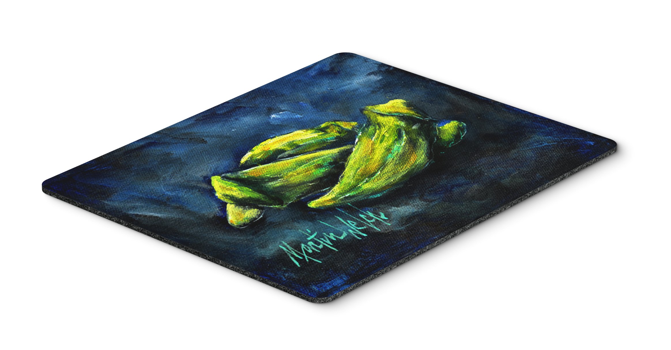 Caroline's Treasures MW1229MP Okra Blue Mouse Pad - Large Washable Non-Slip Desk Mat for Home Office, Gaming & Work Computers | Heat-Resistant Trivet & Hot Pad for Kitchen Use